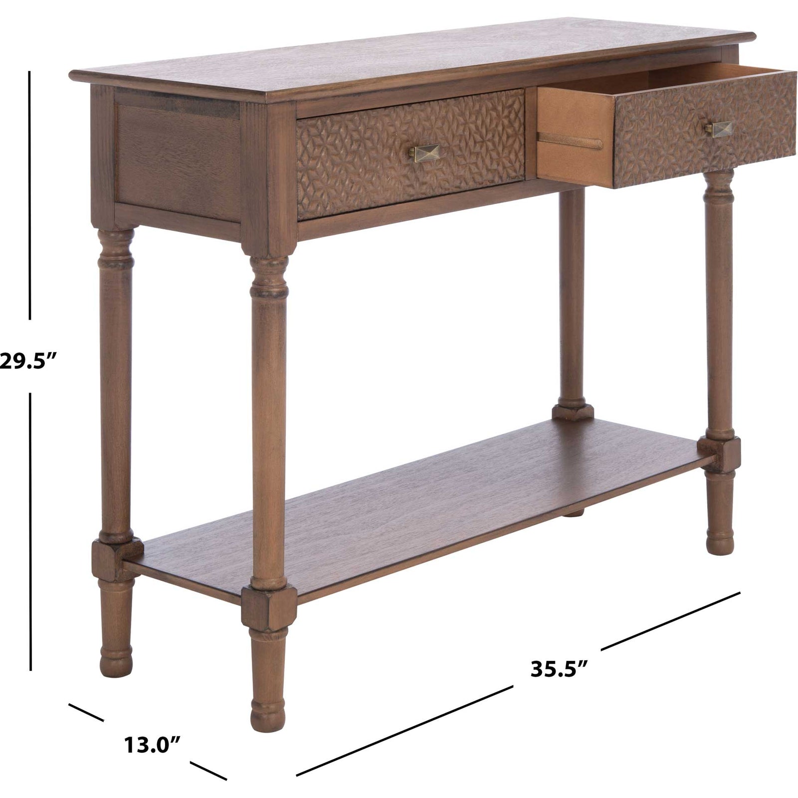Haleigh 2 Drawer Console Table Brown