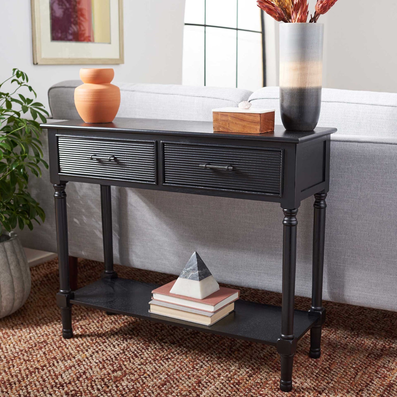 Rylee 2 Drawer Console Table Black