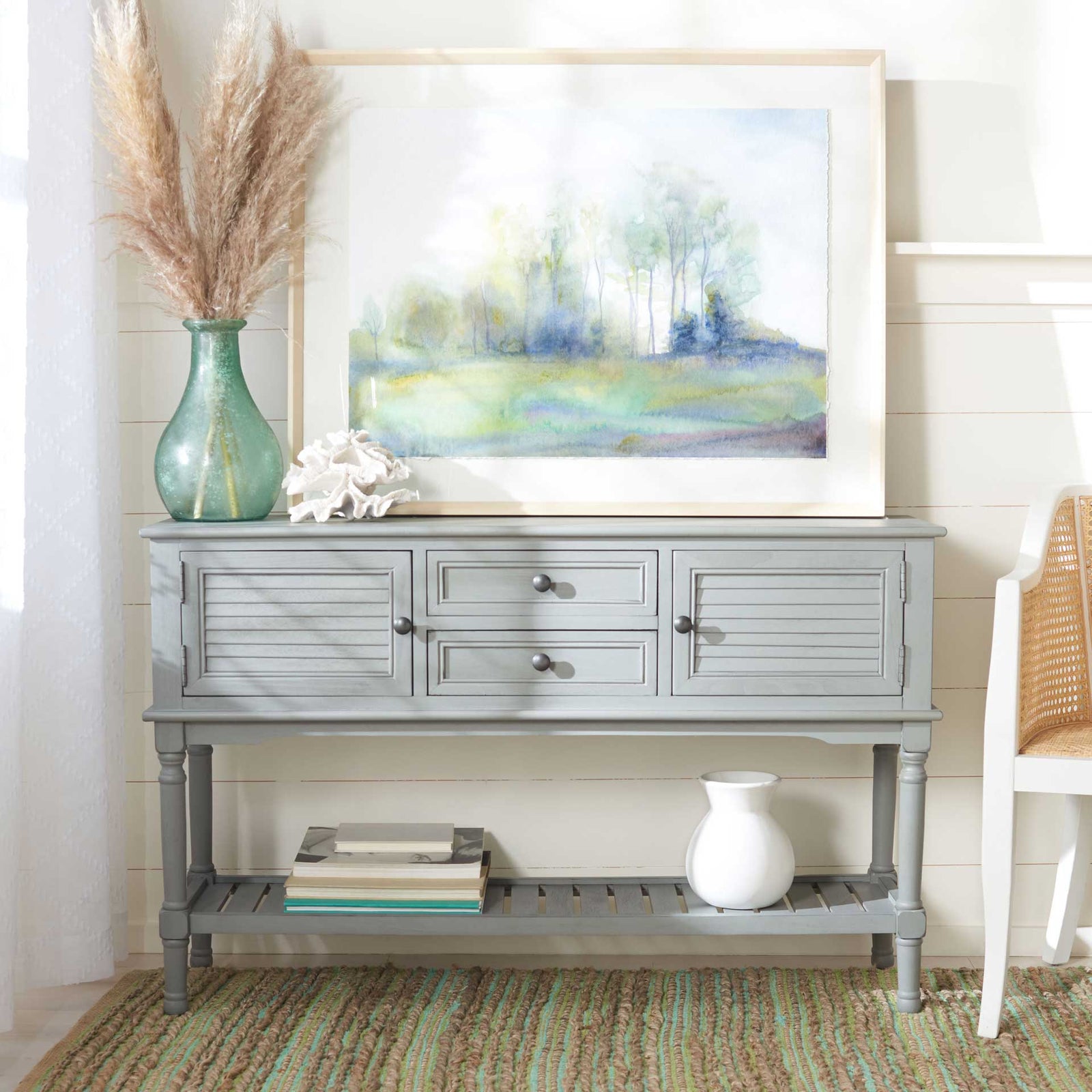 Talita 2 Drawer 2 Door Console Table Distressed Gray