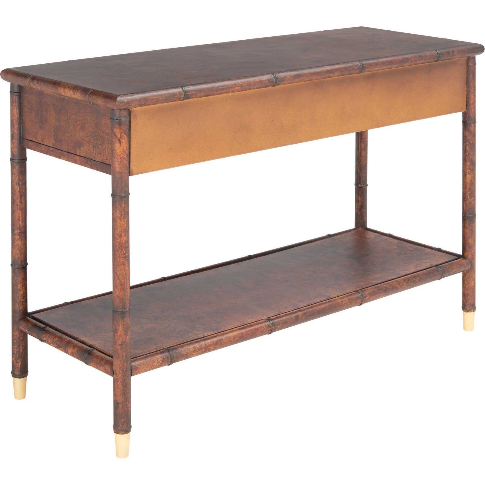 Tunisia 2 Drawer 1 Shelf Console Table Dark Brown/Gold