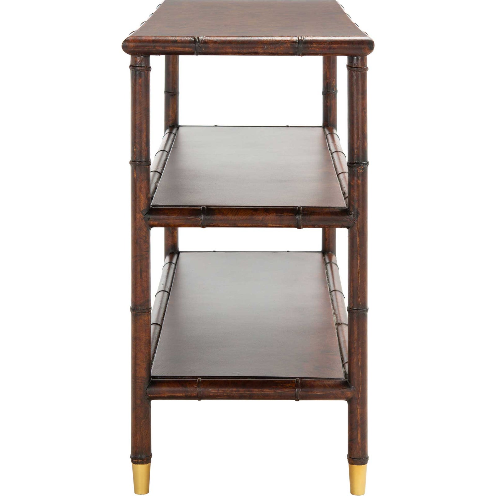 Tunisia 2 Shelf Console Table Dark Brown/Gold