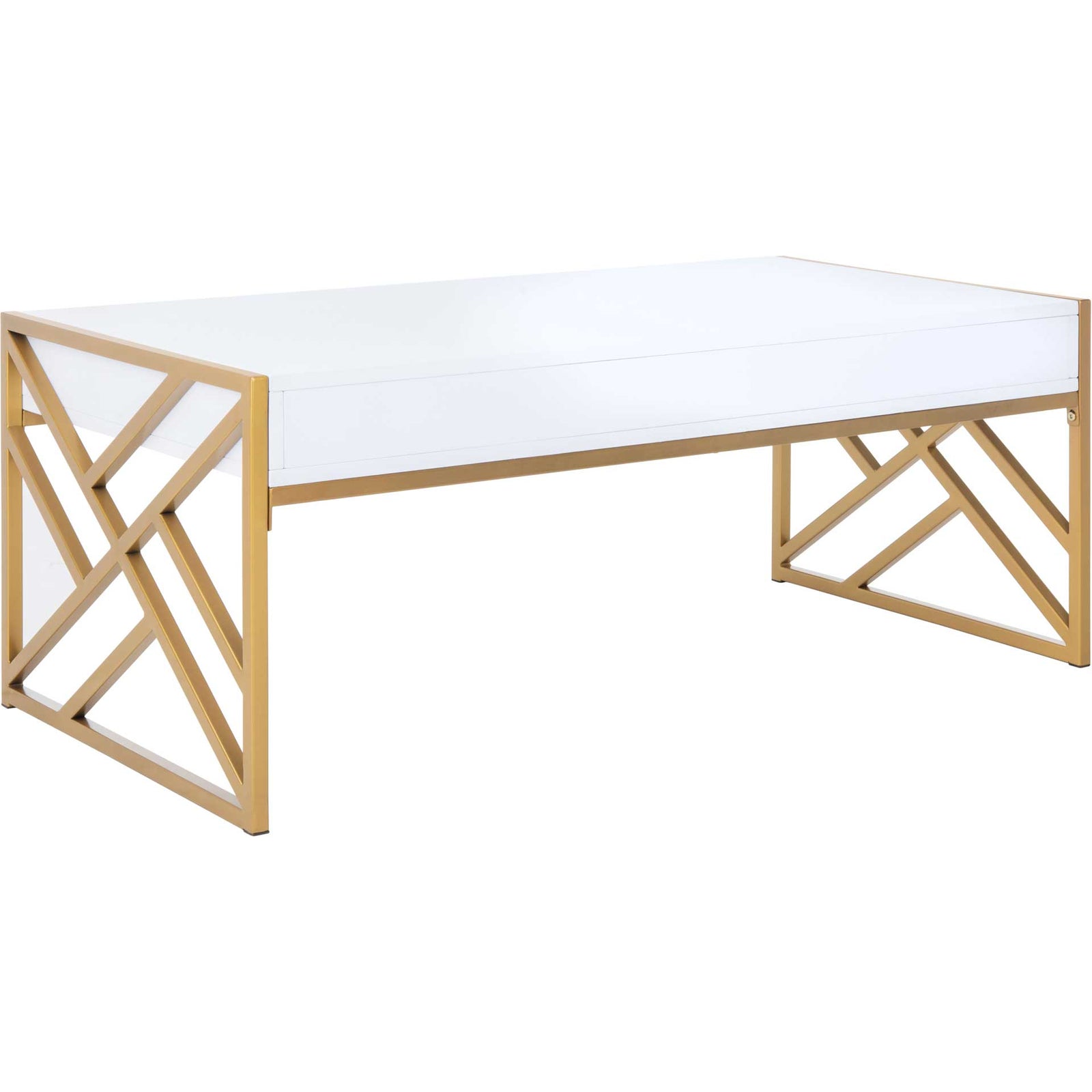 Elias 2 Drawer Coffee Table White/Gold