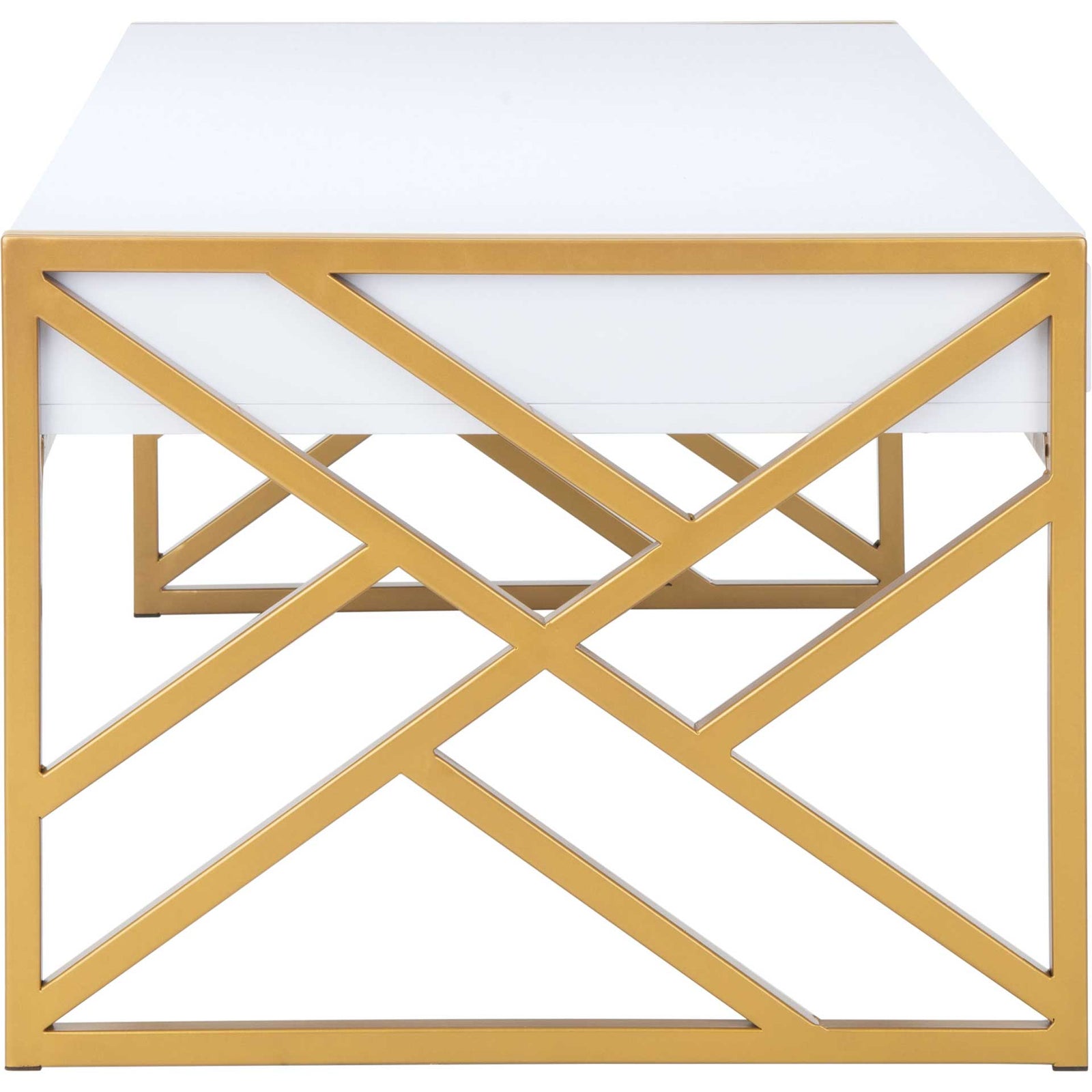 Elias 2 Drawer Coffee Table White/Gold