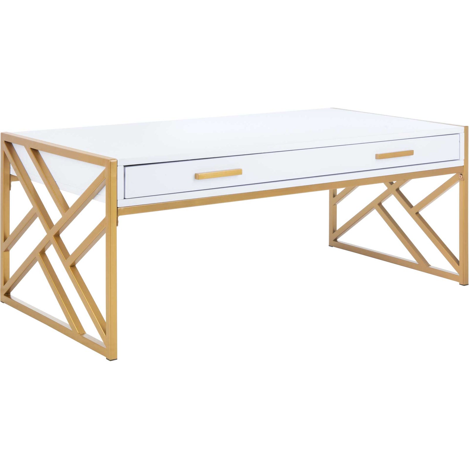 Elias 2 Drawer Coffee Table White/Gold