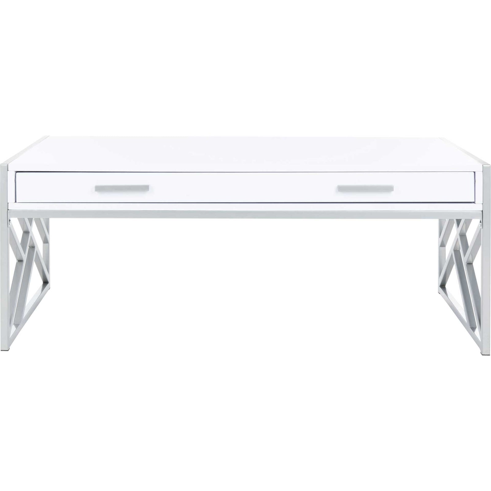 Elias 2 Drawer Coffee Table White/Silver