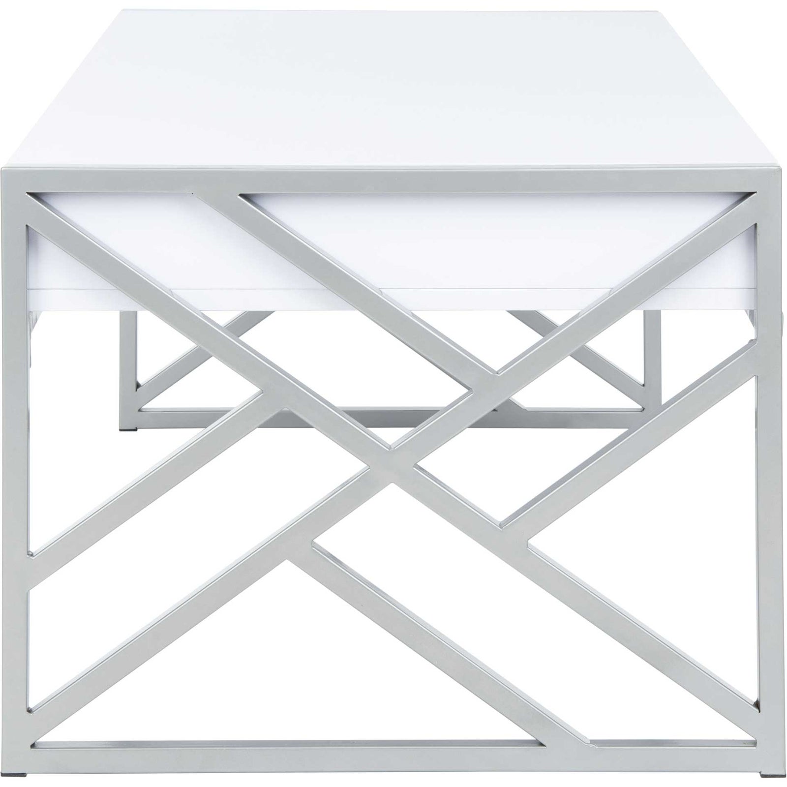 Elias 2 Drawer Coffee Table White/Silver