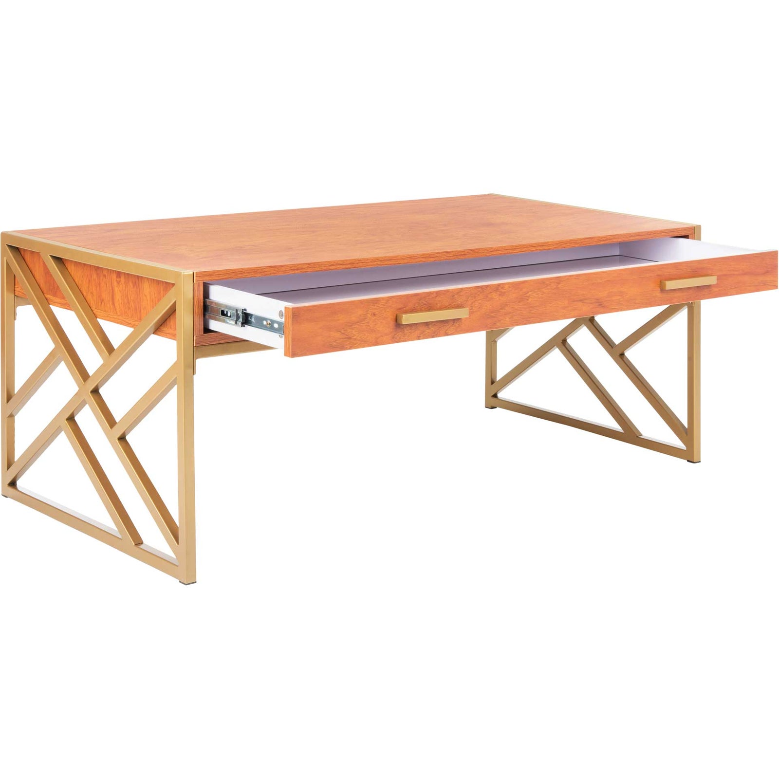 Elias 2 Drawer Coffee Table Natural/Gold