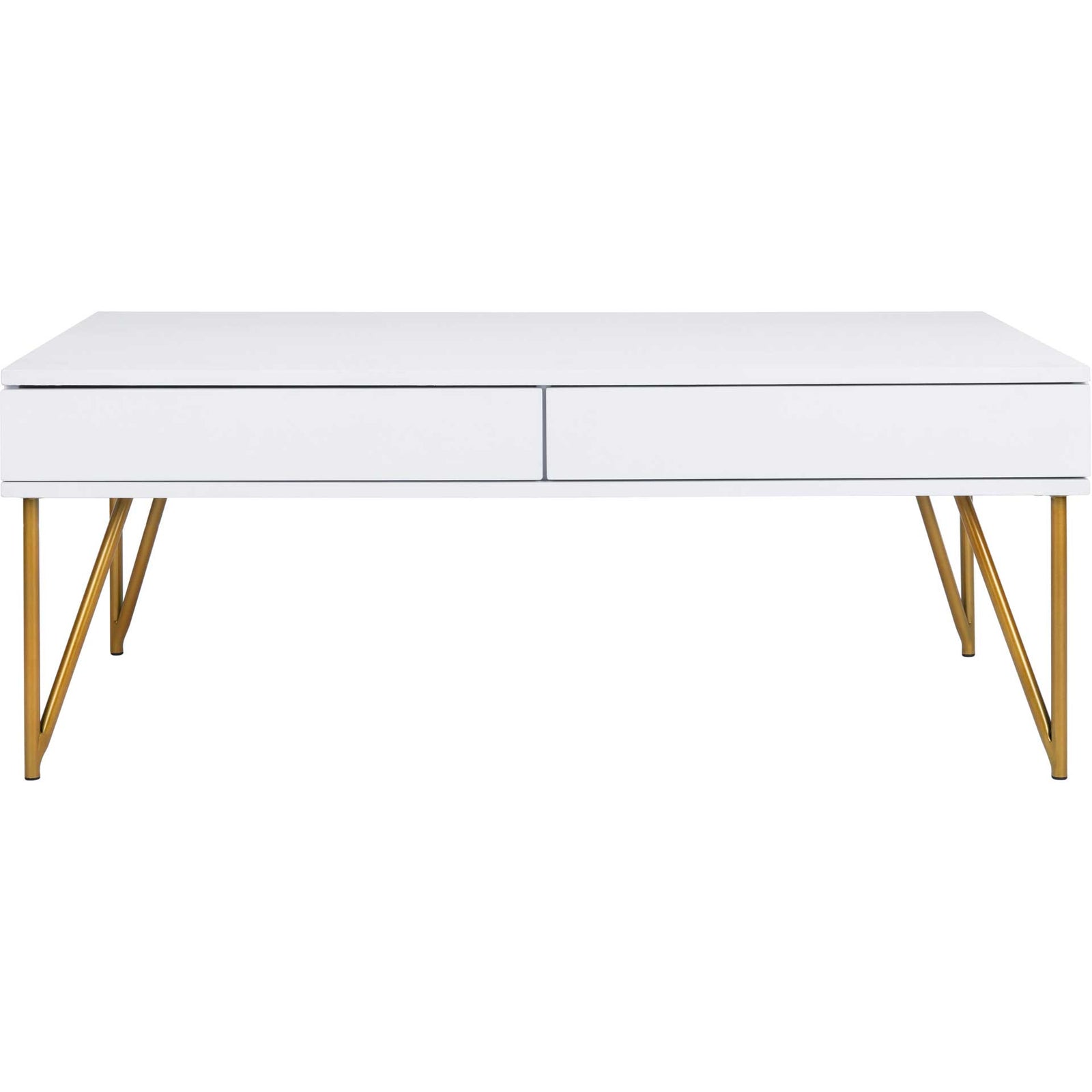 Pierce Two Drawer Coffee Table White/Gold