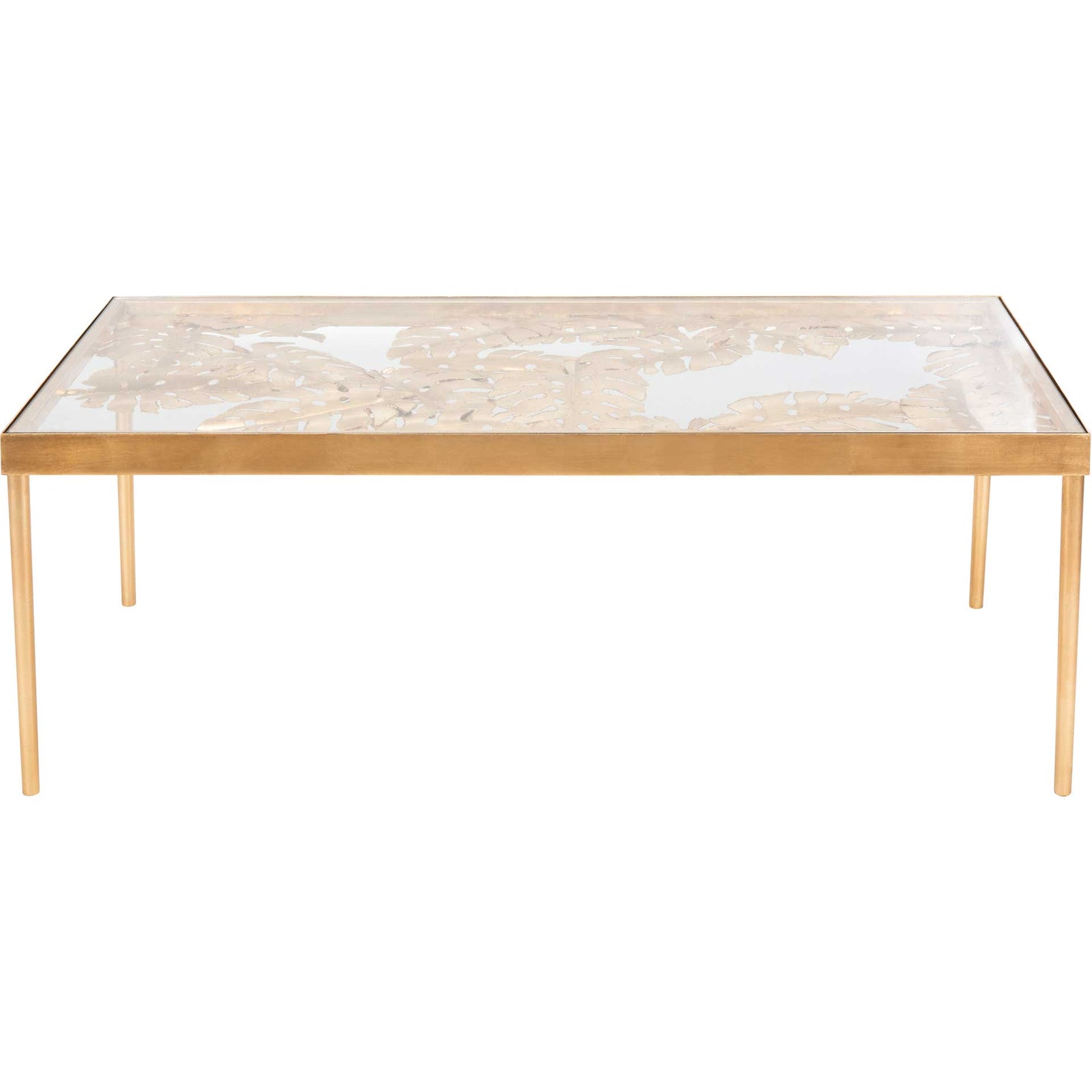 Leonie Palm Leaf Coffee Table Gold/Glass