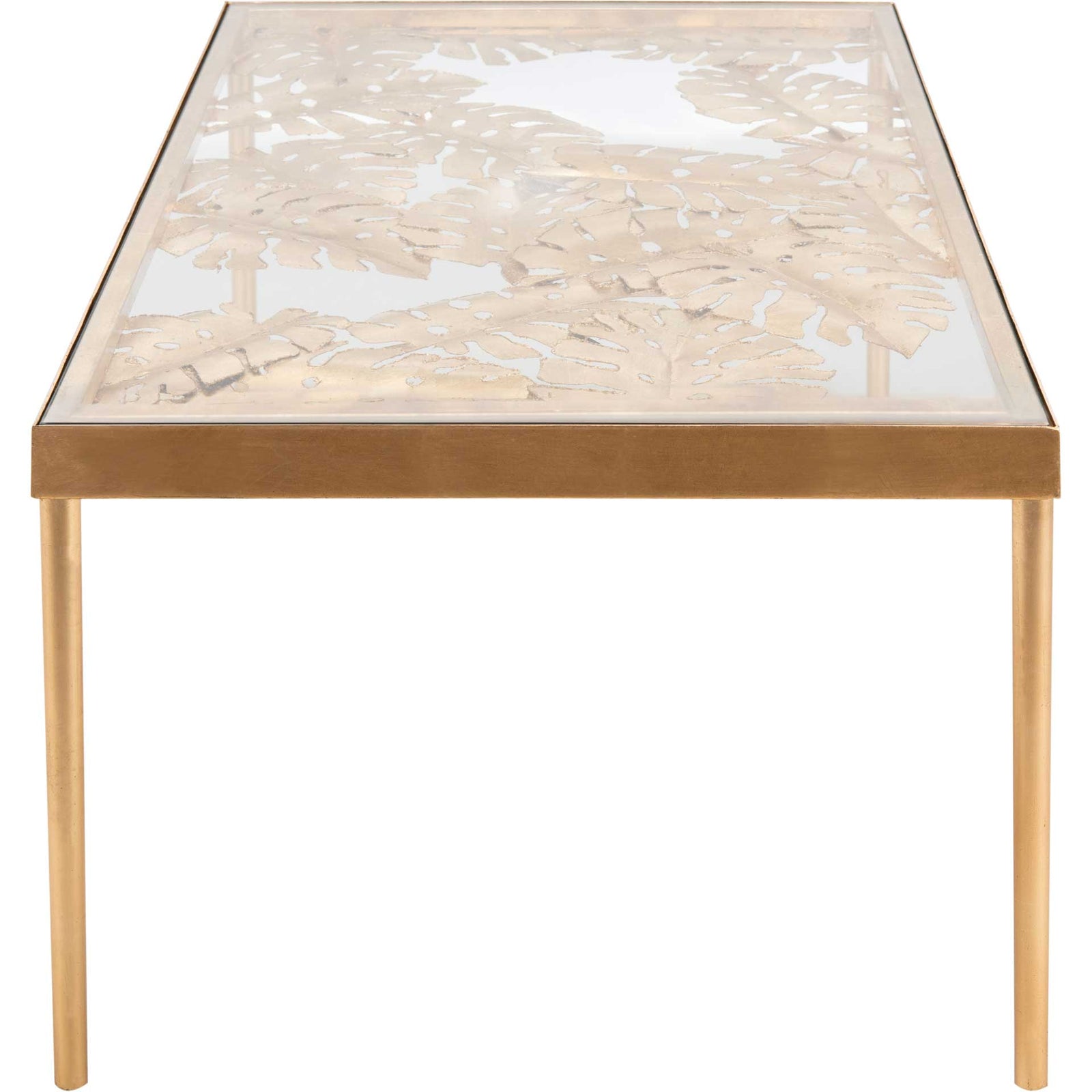 Leonie Palm Leaf Coffee Table Gold/Glass
