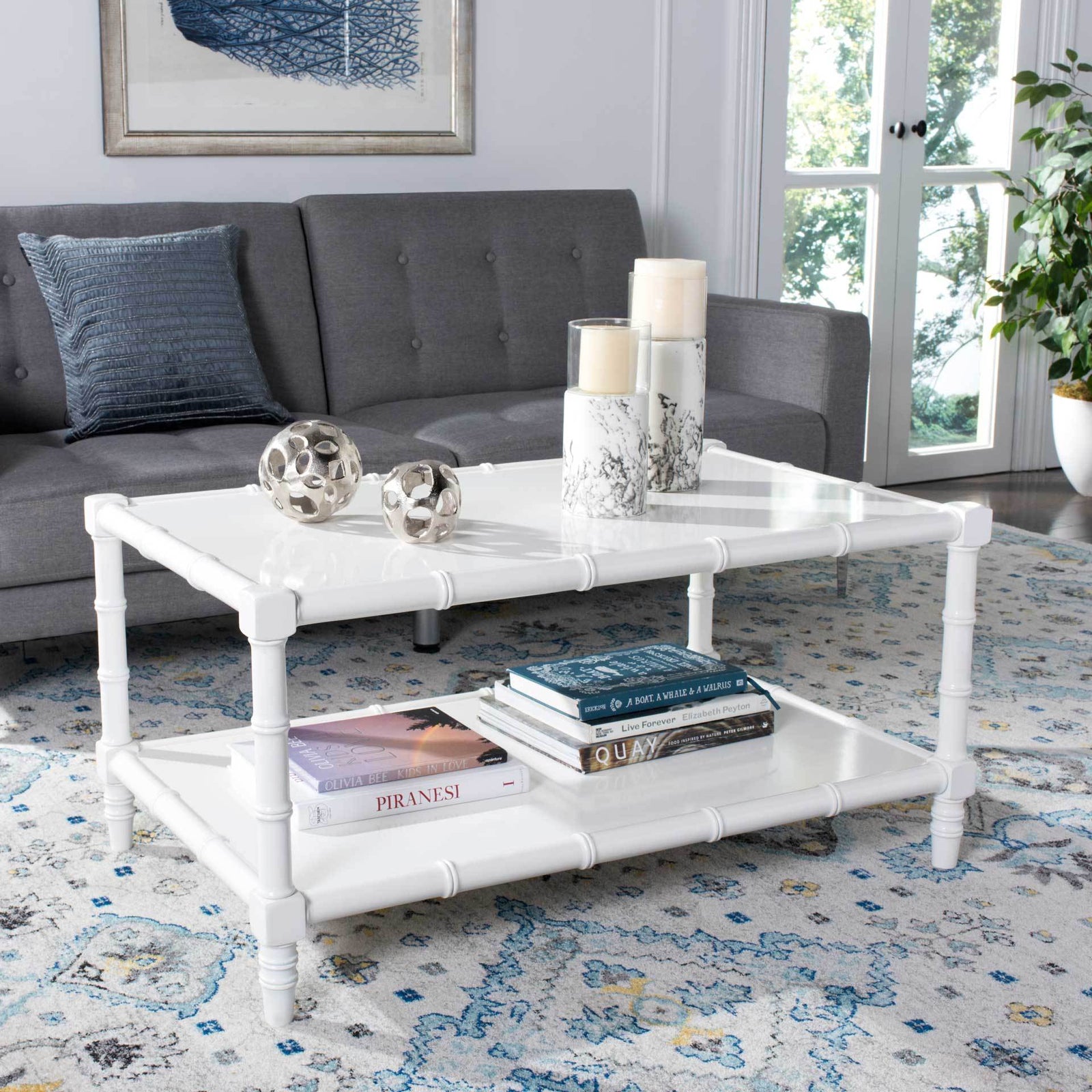 Nolan Coastal Bamboo Coffee Table White