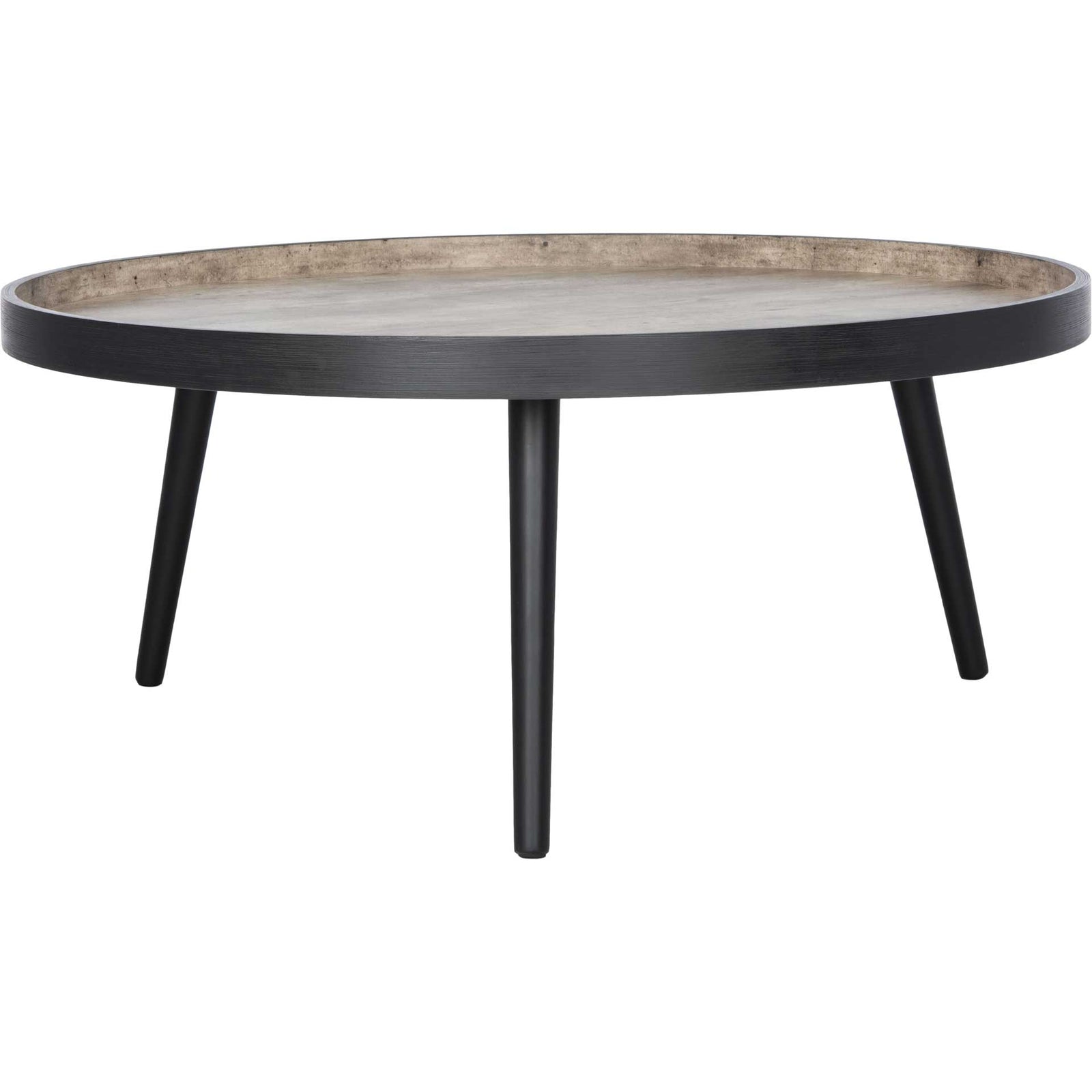 Freya Round Tray Top Coffee Table Light Gray/Black