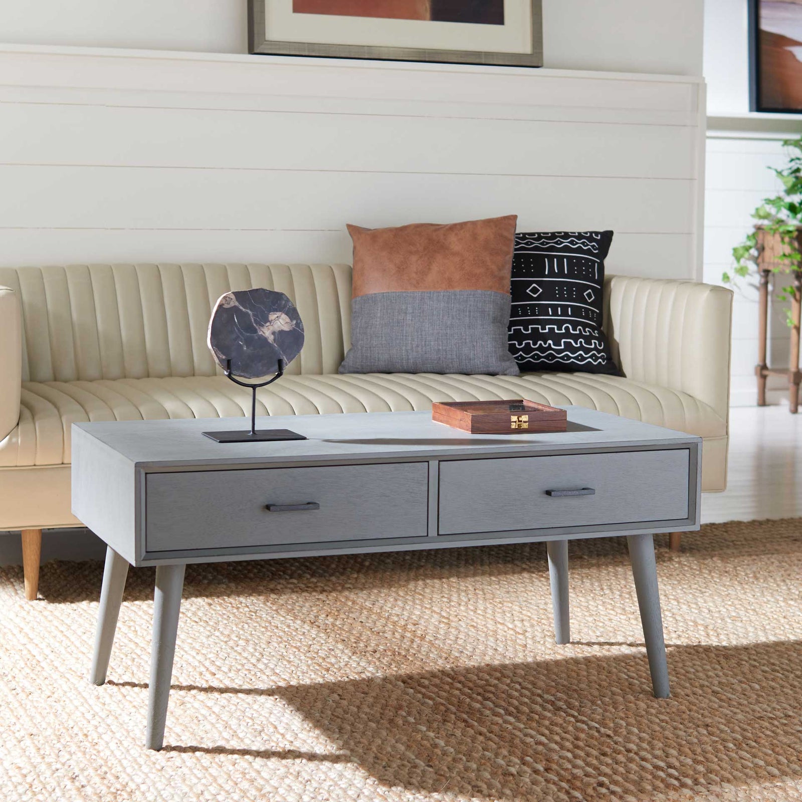 Morris 2 Drawer Coffee Table Distressed Gray