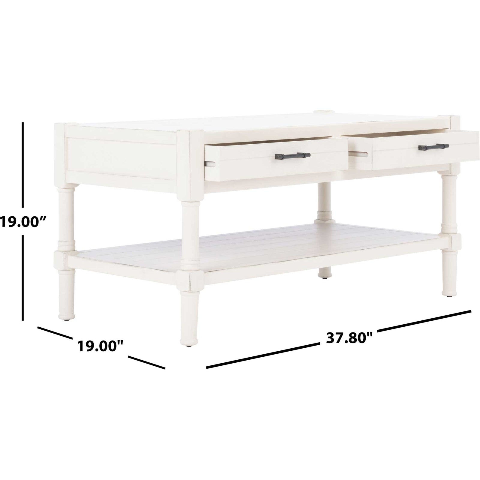 Fidelma 2 Drawer Coffee Table Distressed White