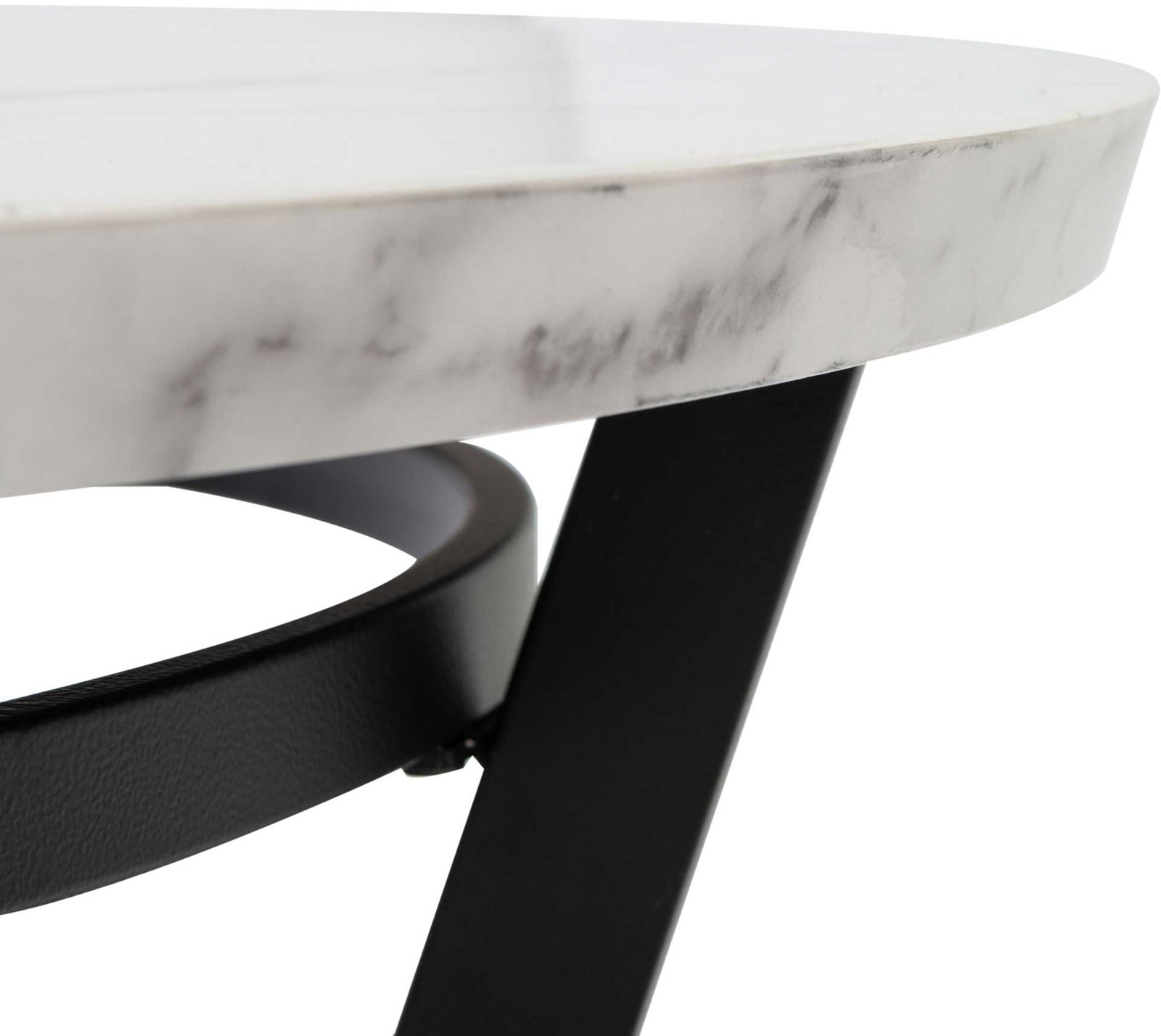Pluto Round Coffee Table White Marble/Black