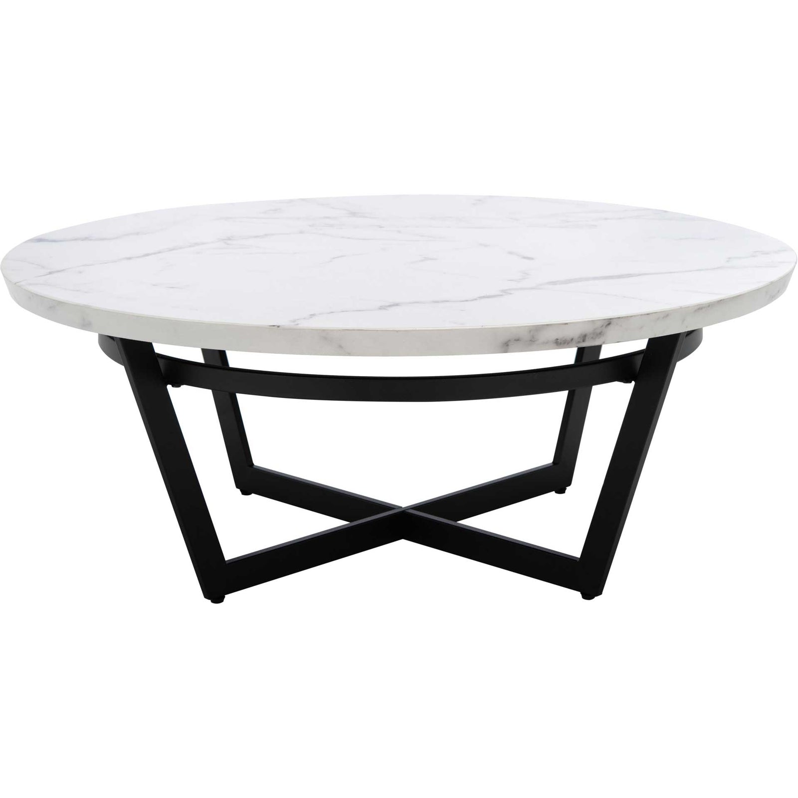 Pluto Round Coffee Table White Marble/Black
