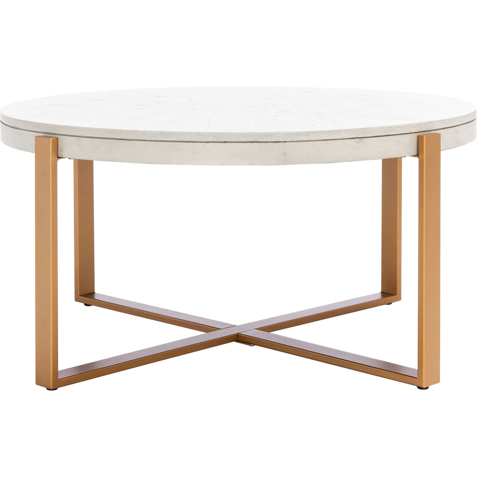Namiko Round Coffee Table White Wash/Gold