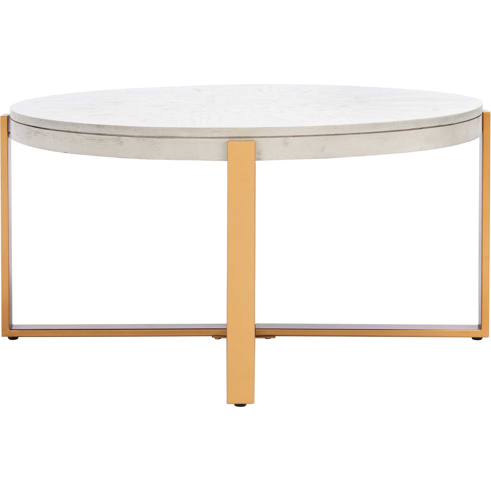 Namiko Round Coffee Table White Wash/Gold