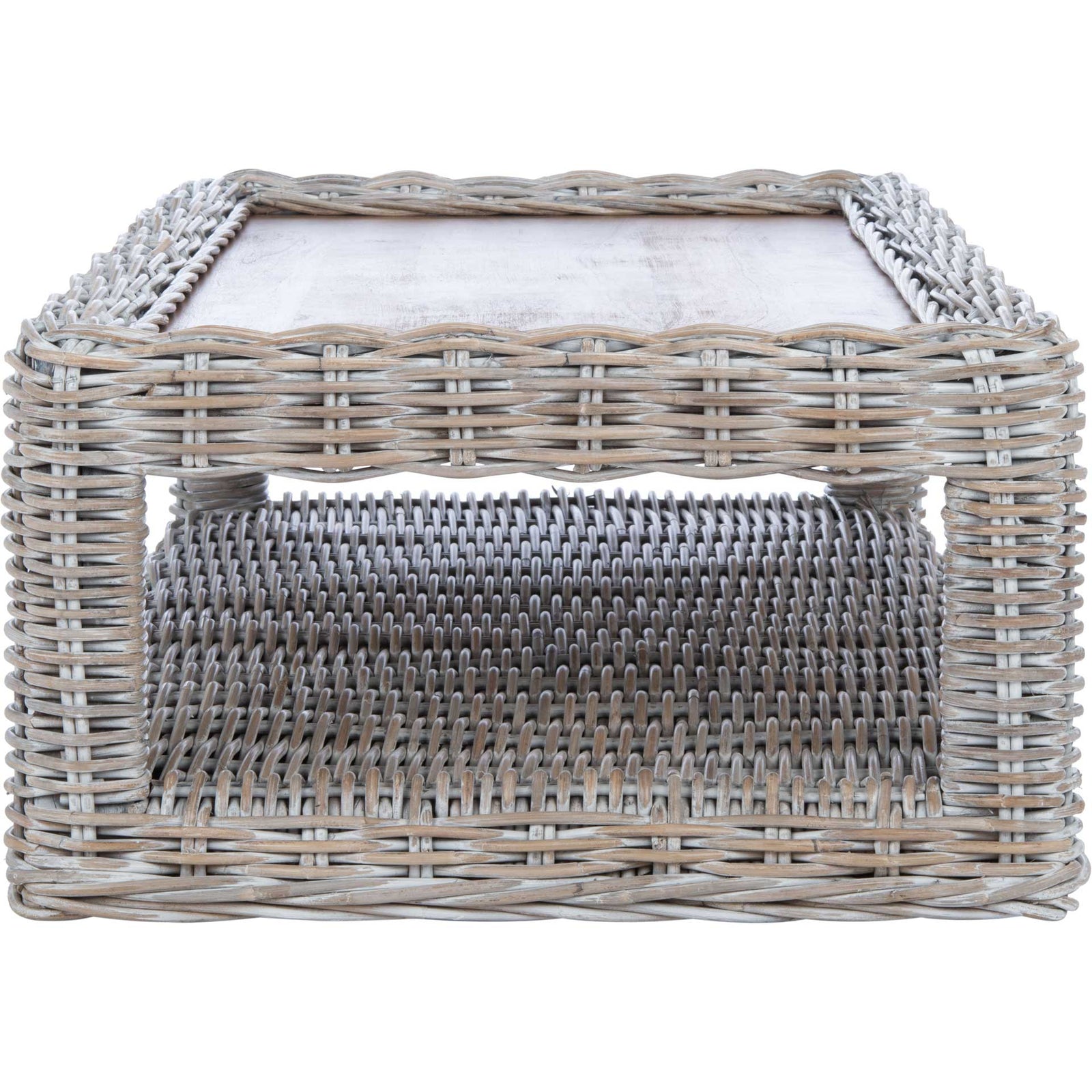 Sabine Rattan Coffee Table Gray White Wash/Natural