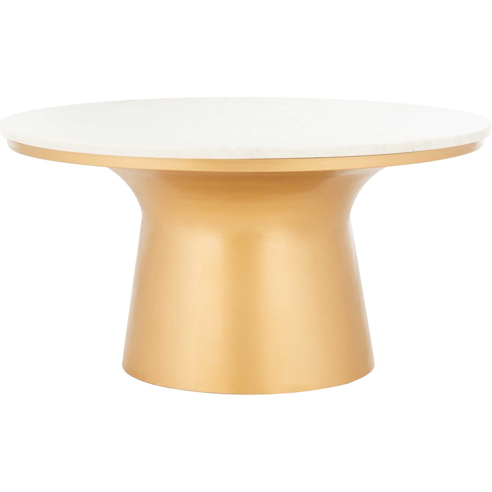 Michael Pedestal Coffee Table White/Brass