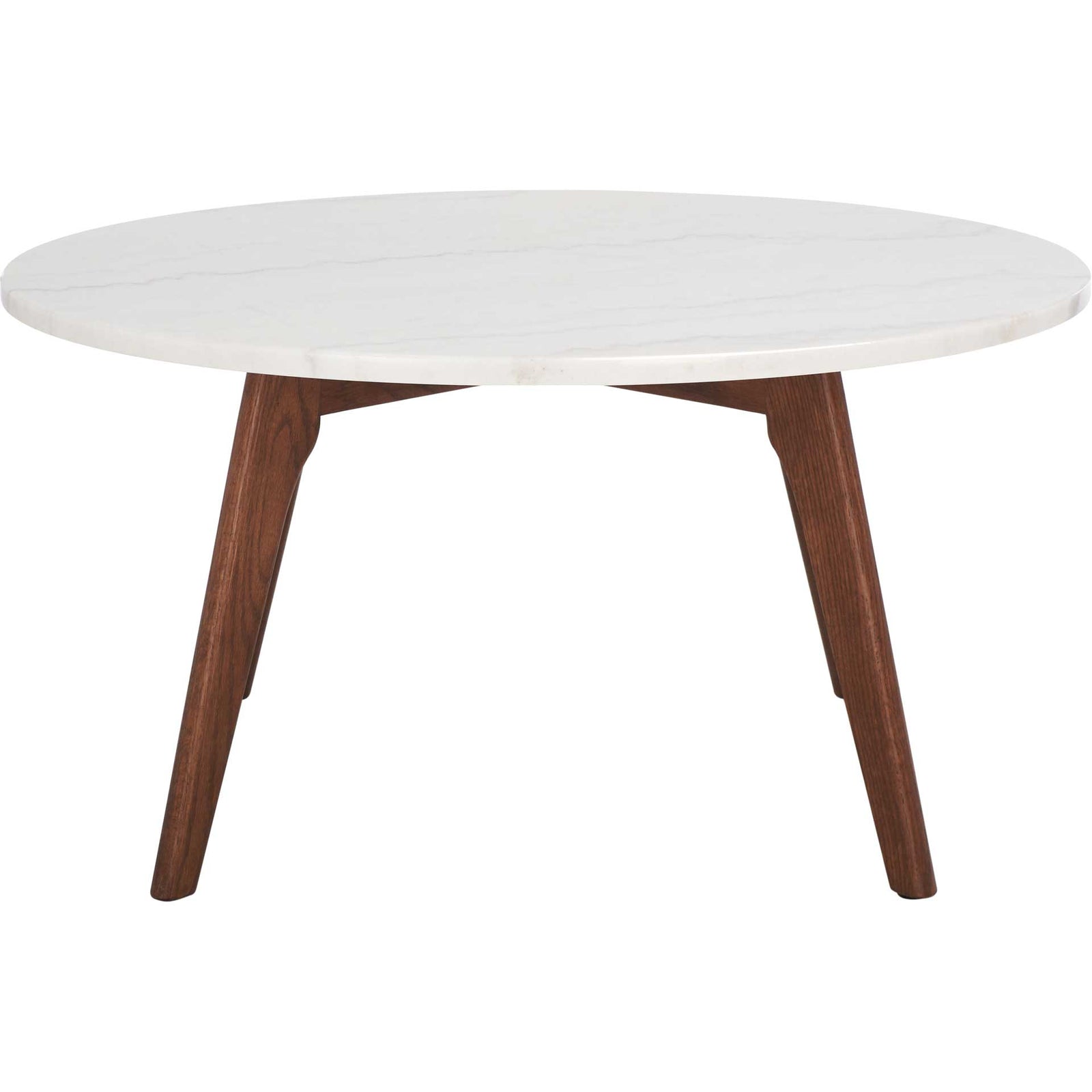 Sylva Round Marble Coffee Table Marble/Walnut