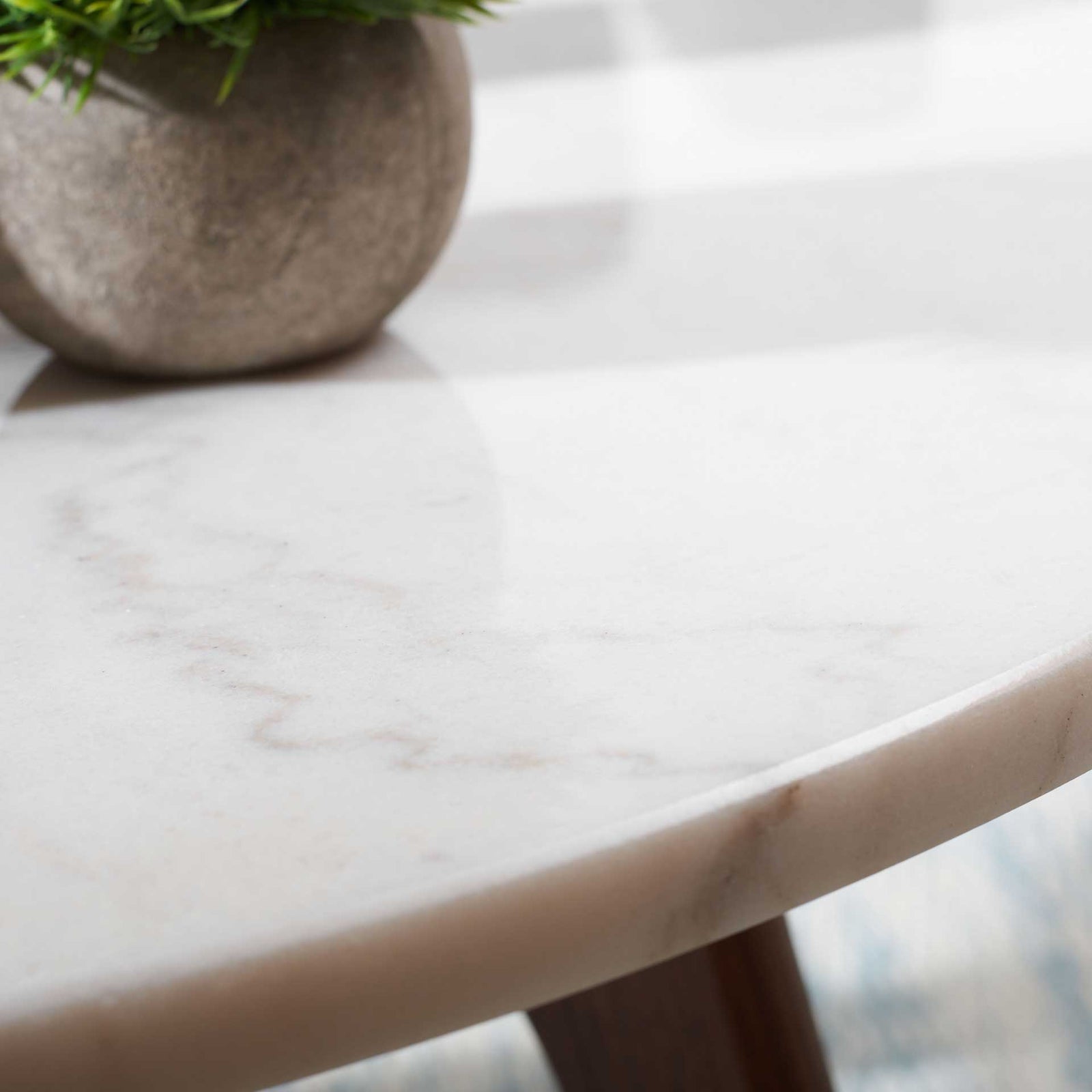 Sylva Round Marble Coffee Table Marble/Walnut