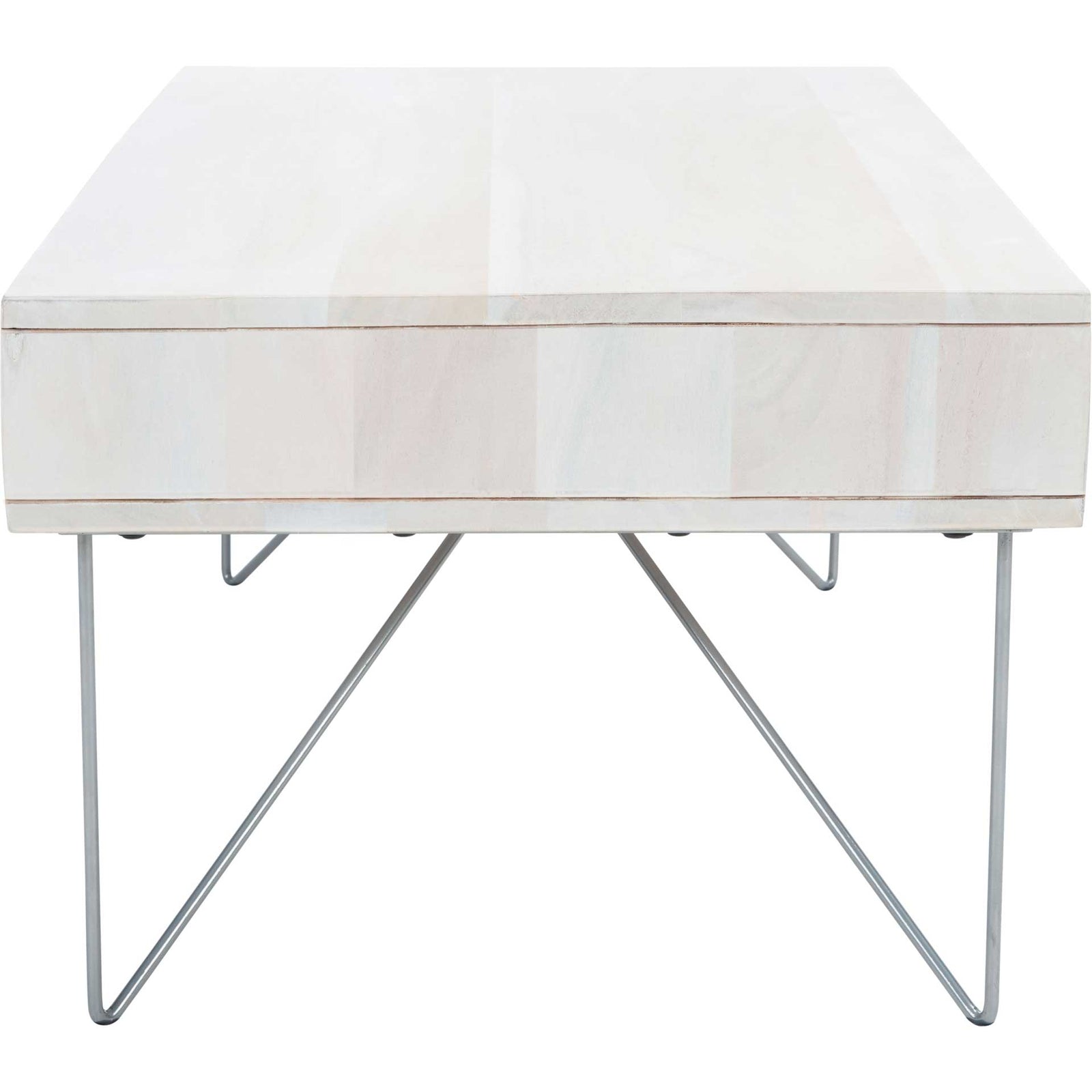 Ray Coffee Table White Wash/Silver