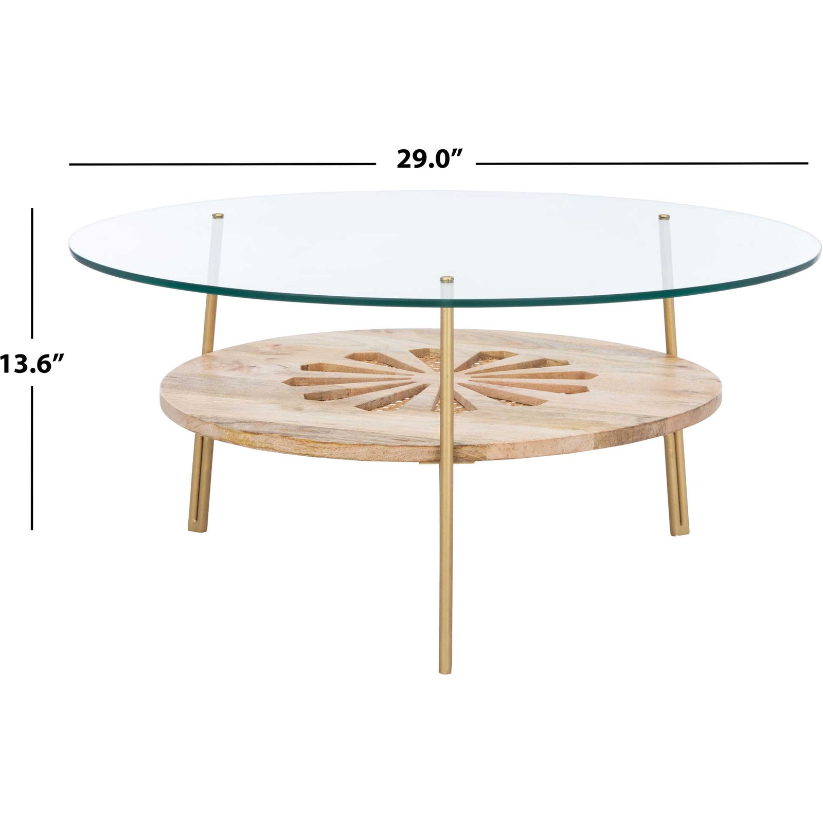 Flannery Round Coffee Table Natural/Brass