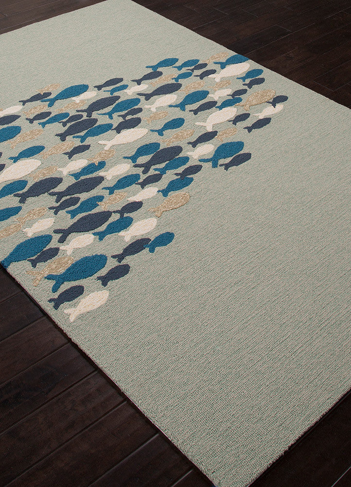 Coastal Lagoon Go Fish Cameo Green/Orion Blue Area Rug