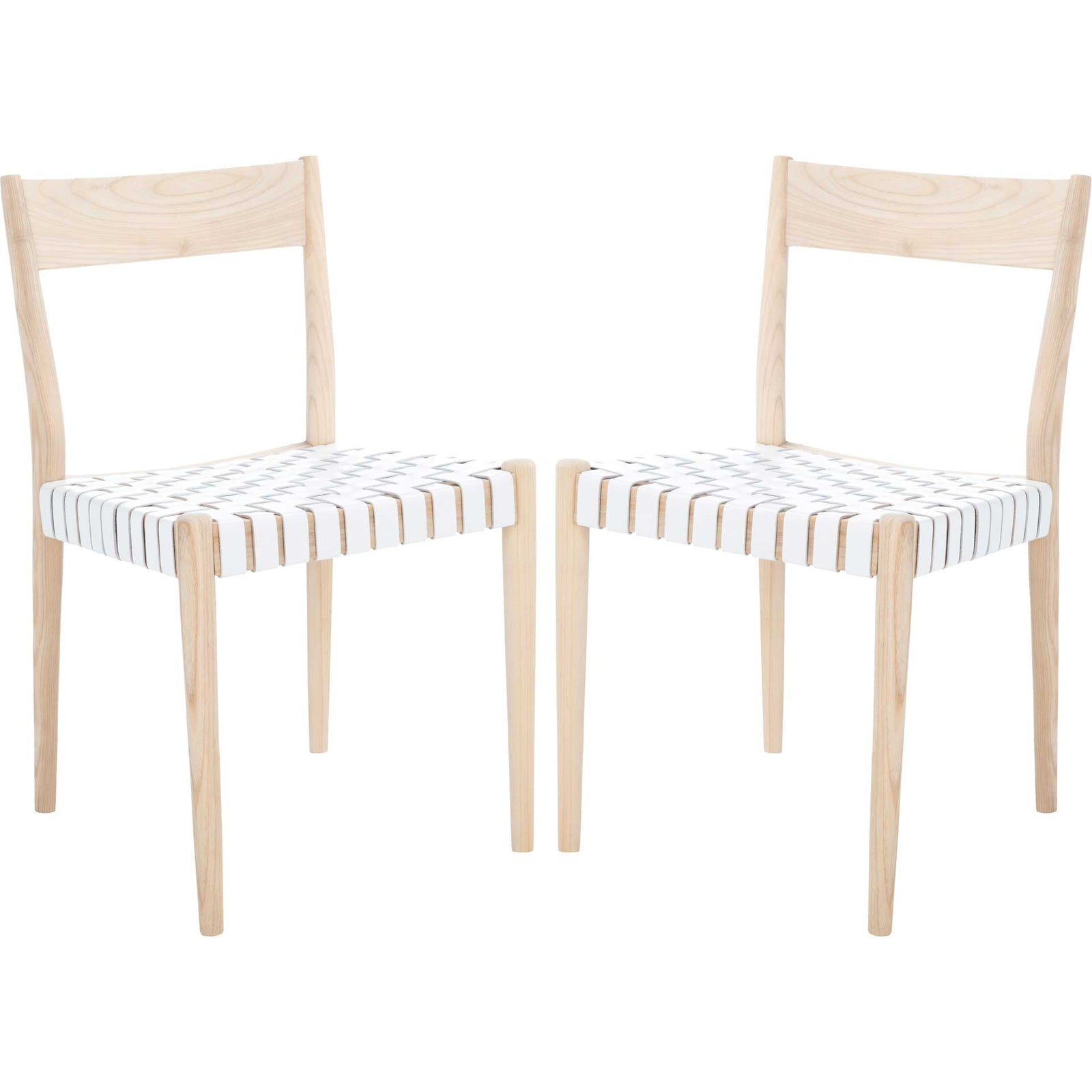 Eliza Leather Dining Chair White/Natural (Set of 2)