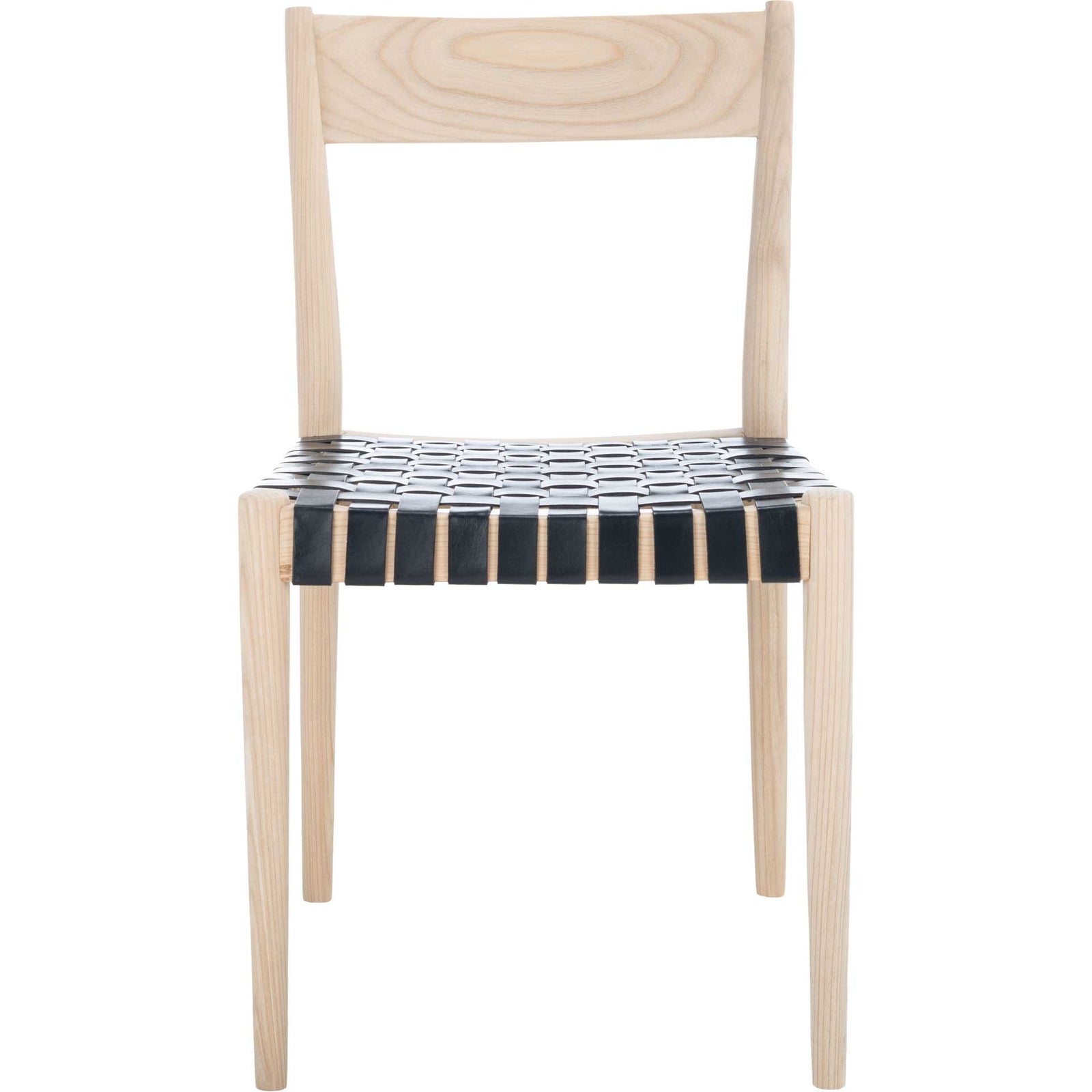 Eliza Leather Dining Chair Black/Natural (Set of 2)