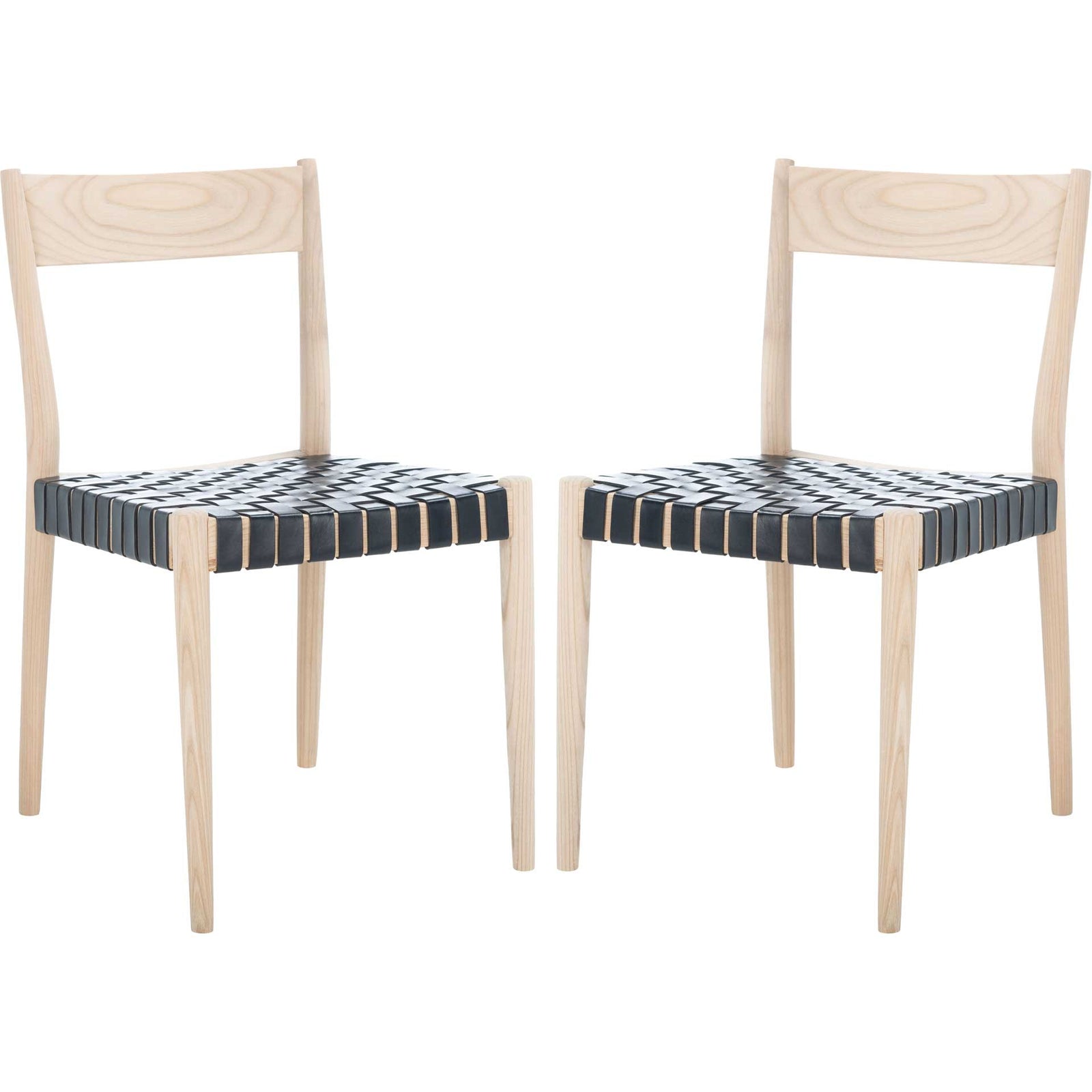 Eliza Leather Dining Chair Black/Natural (Set of 2)