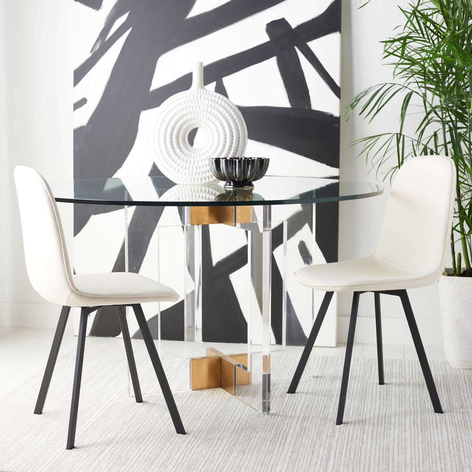 Eli Dining Chair Beige/Black (Set of 2)