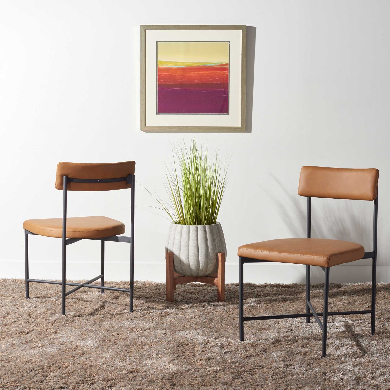 Arden Dining Chairs Cognac/Black (Set of 2)