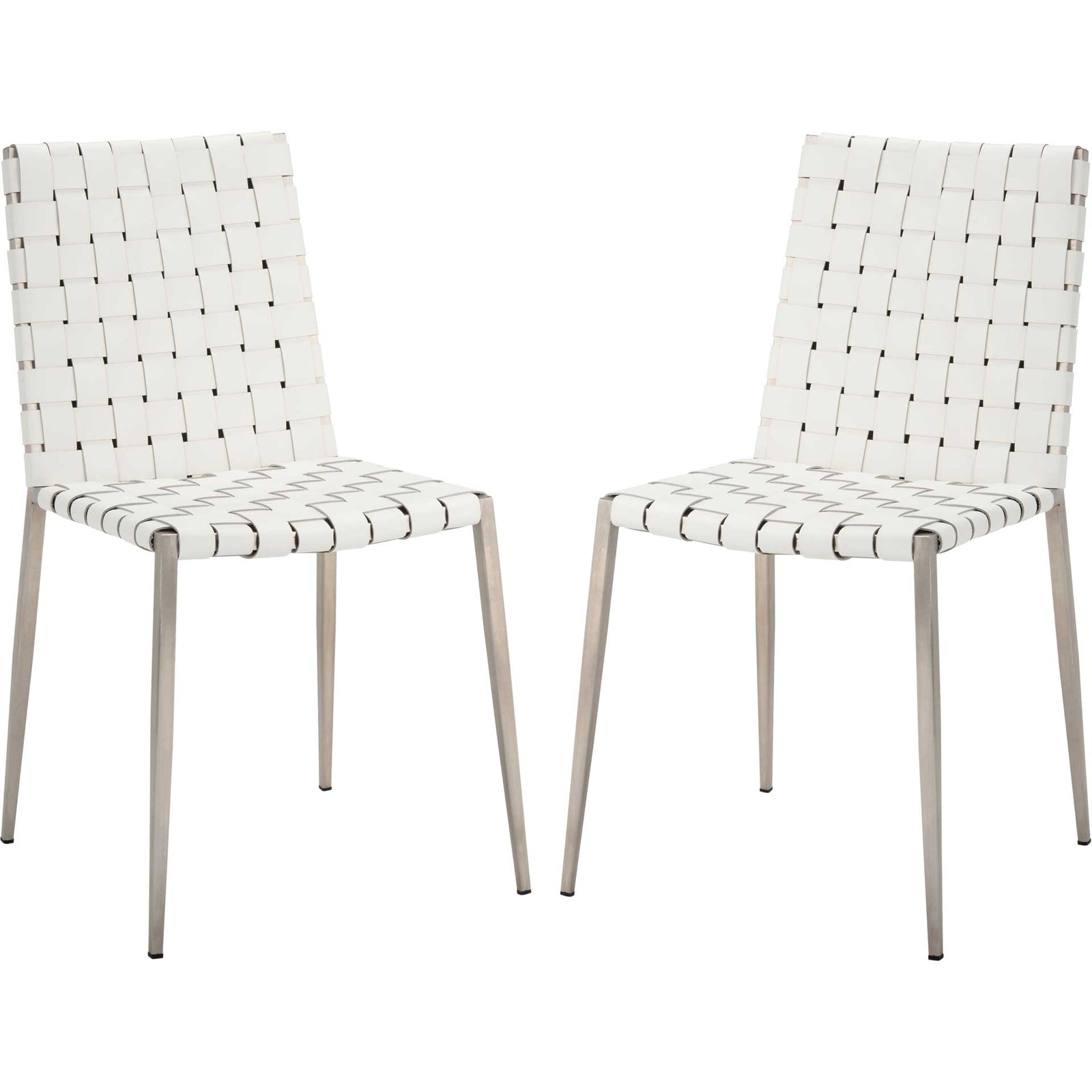 Ralen Woven Dining Chair White/Silver (Set of 2)