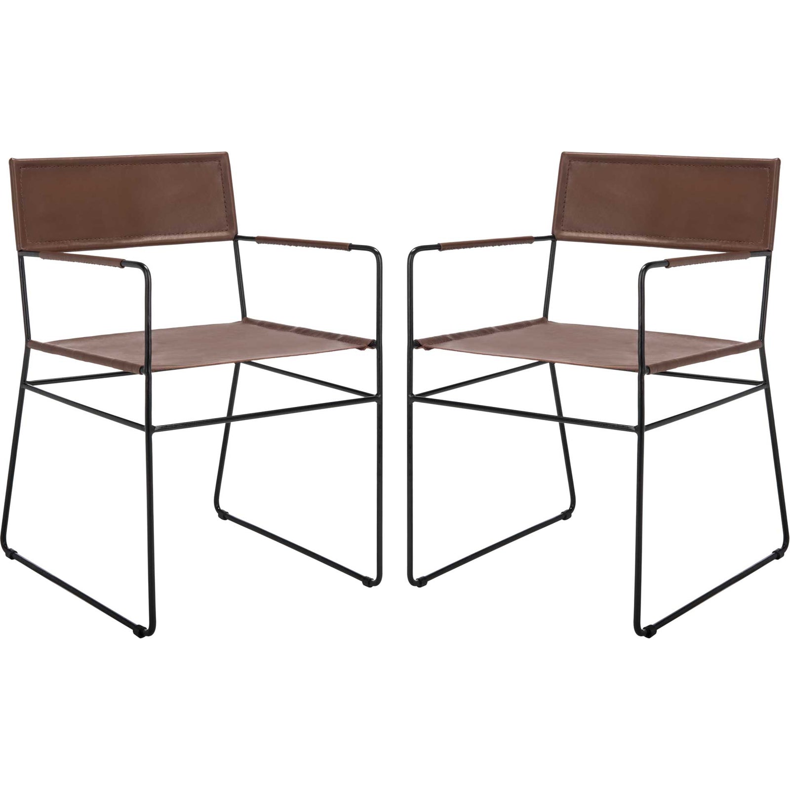 Alfio Leather Dining Chair Cognac/Black (Set of 2)