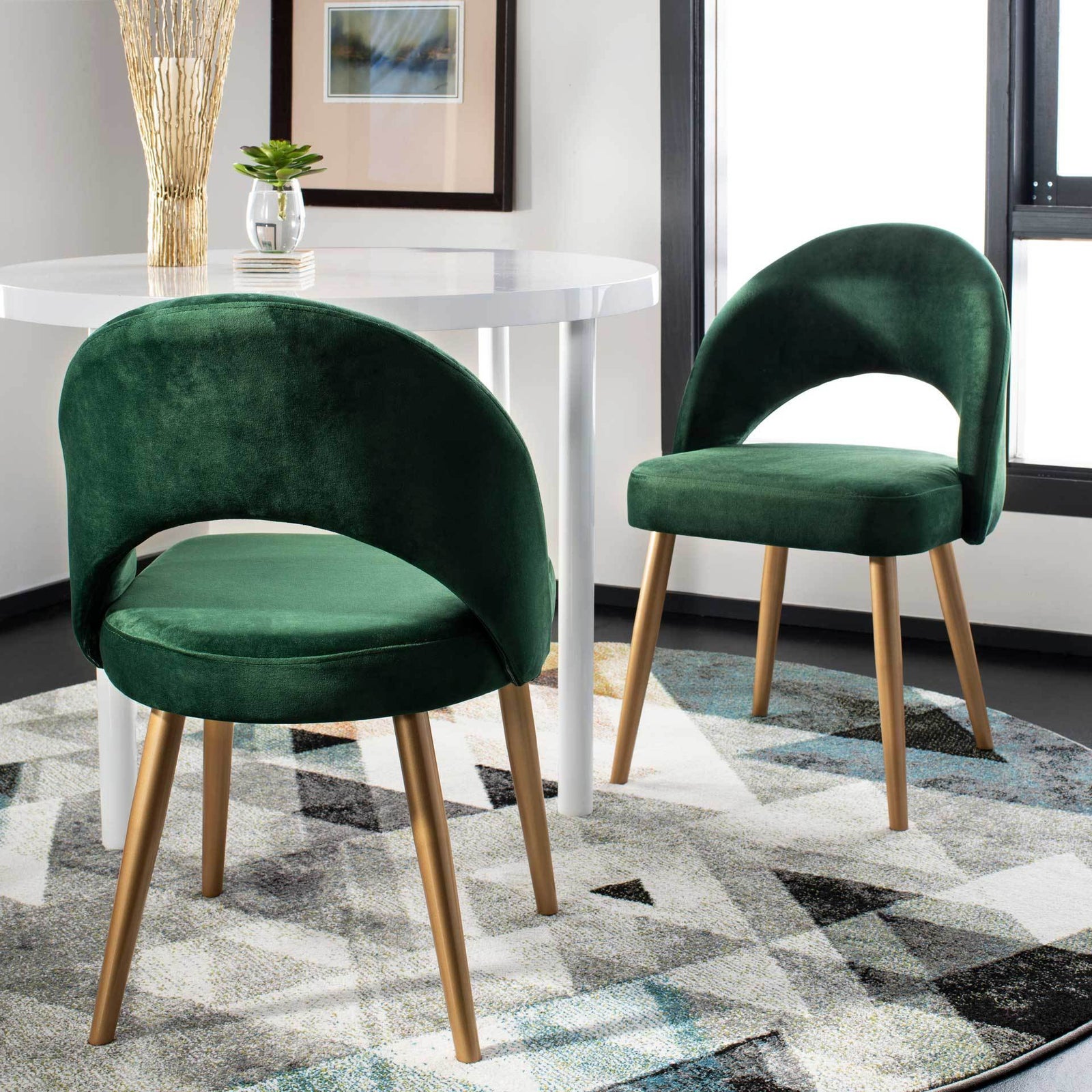 Gia Retro Dining Chair Malachite Green/Gold (Set of 2)