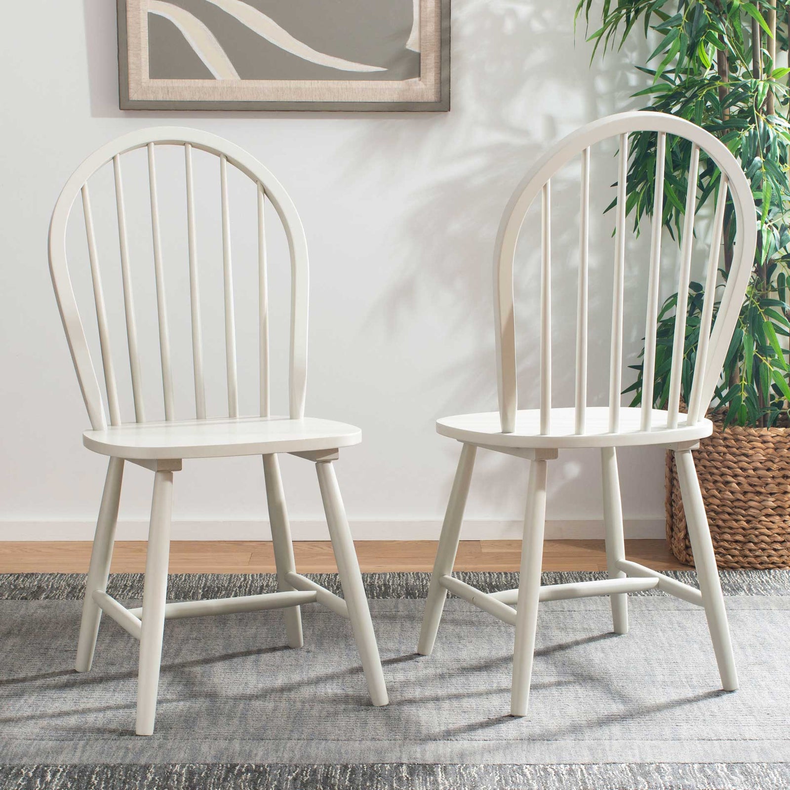 Calista Spindle Back Chair Off White (Set of 2)