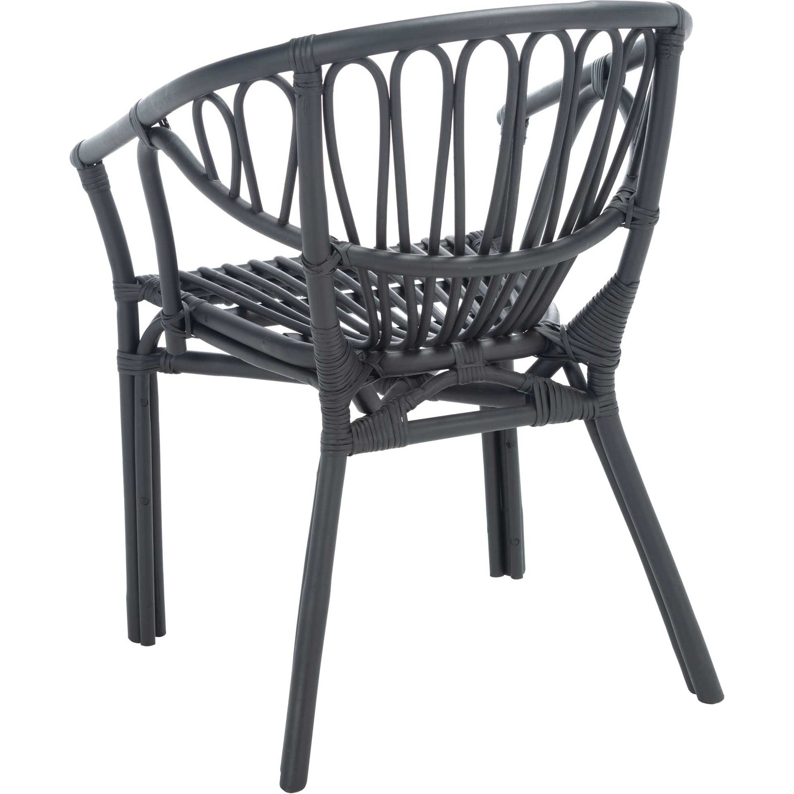 Spaced Rattan Dining Chair Black