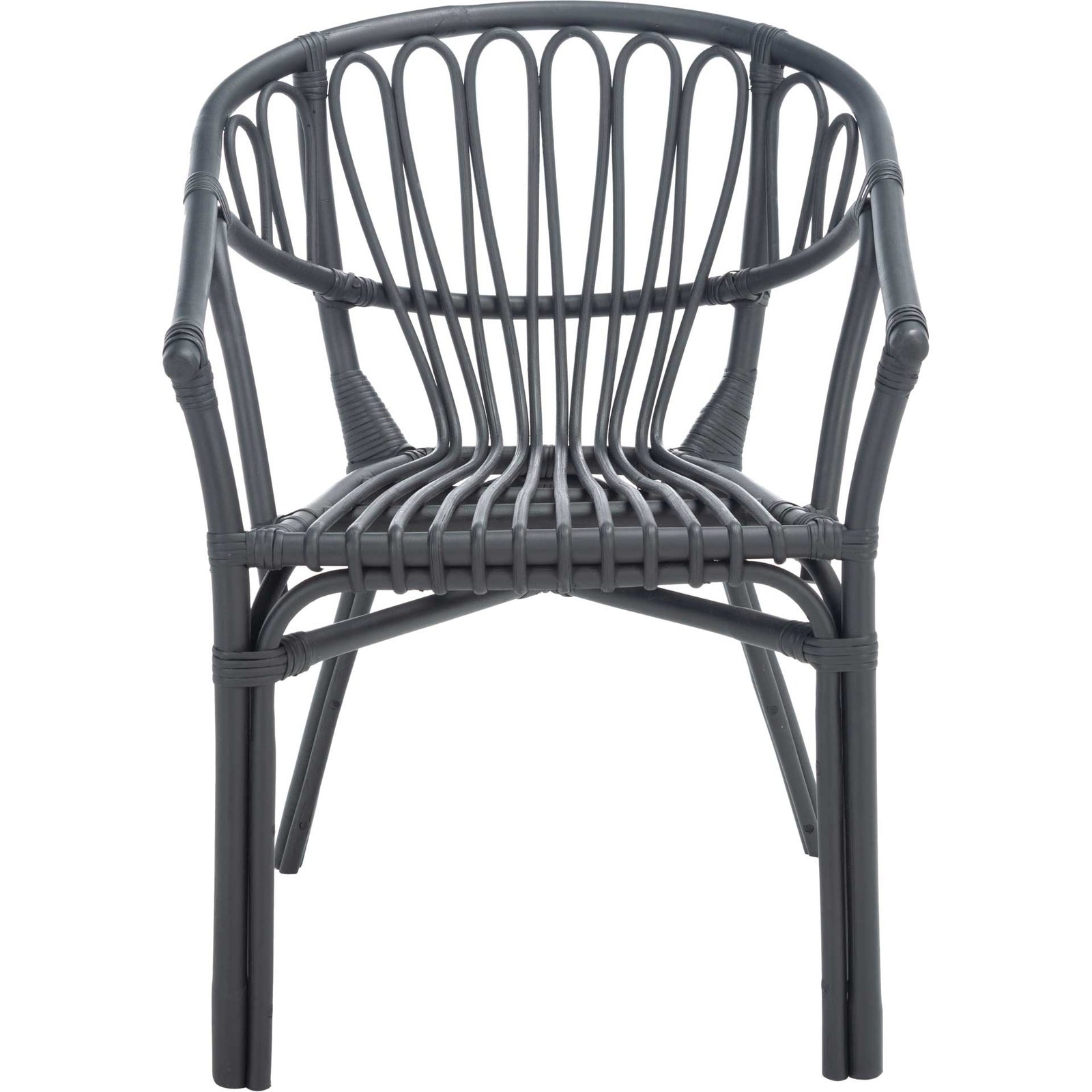 Spaced Rattan Dining Chair Black