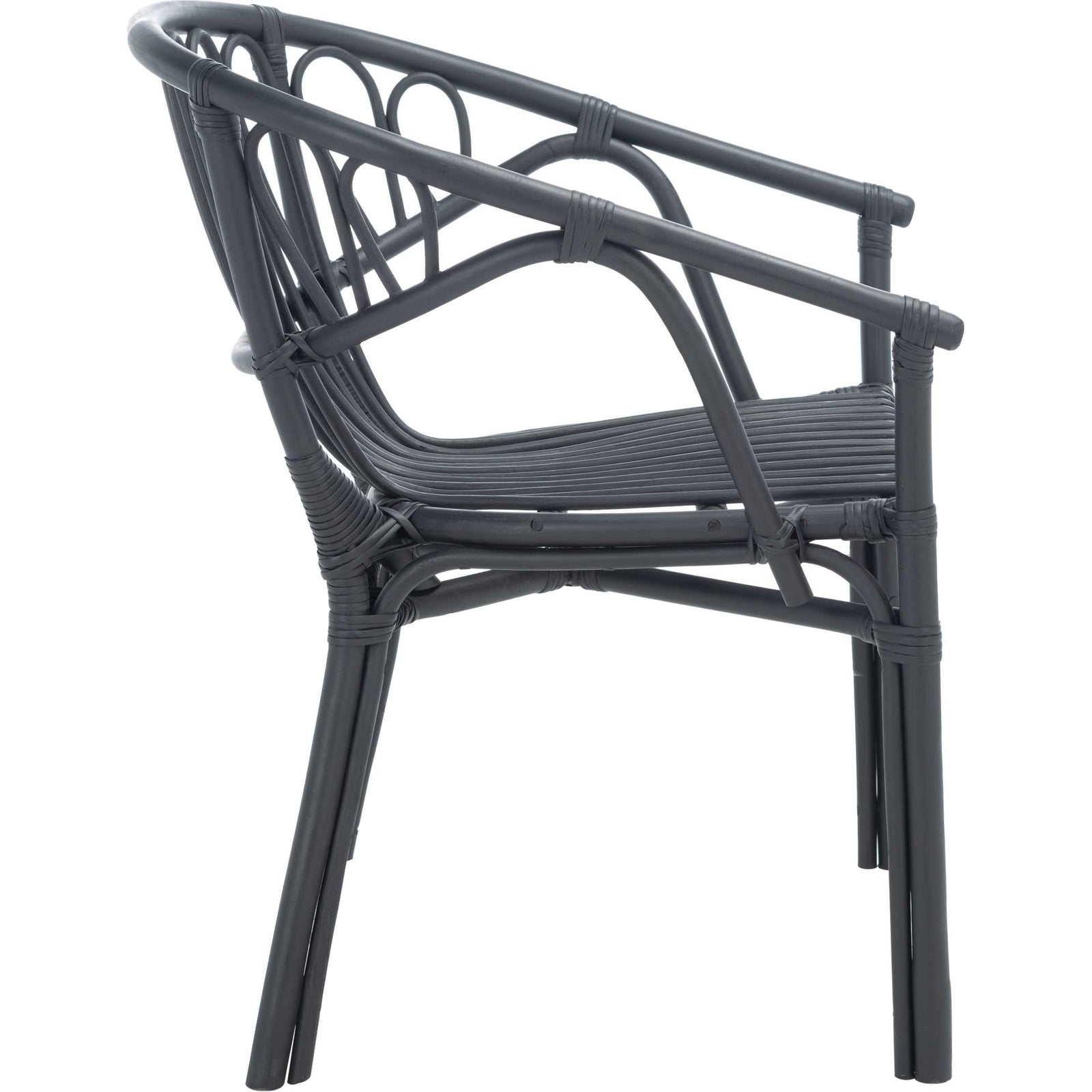 Spaced Rattan Dining Chair Black