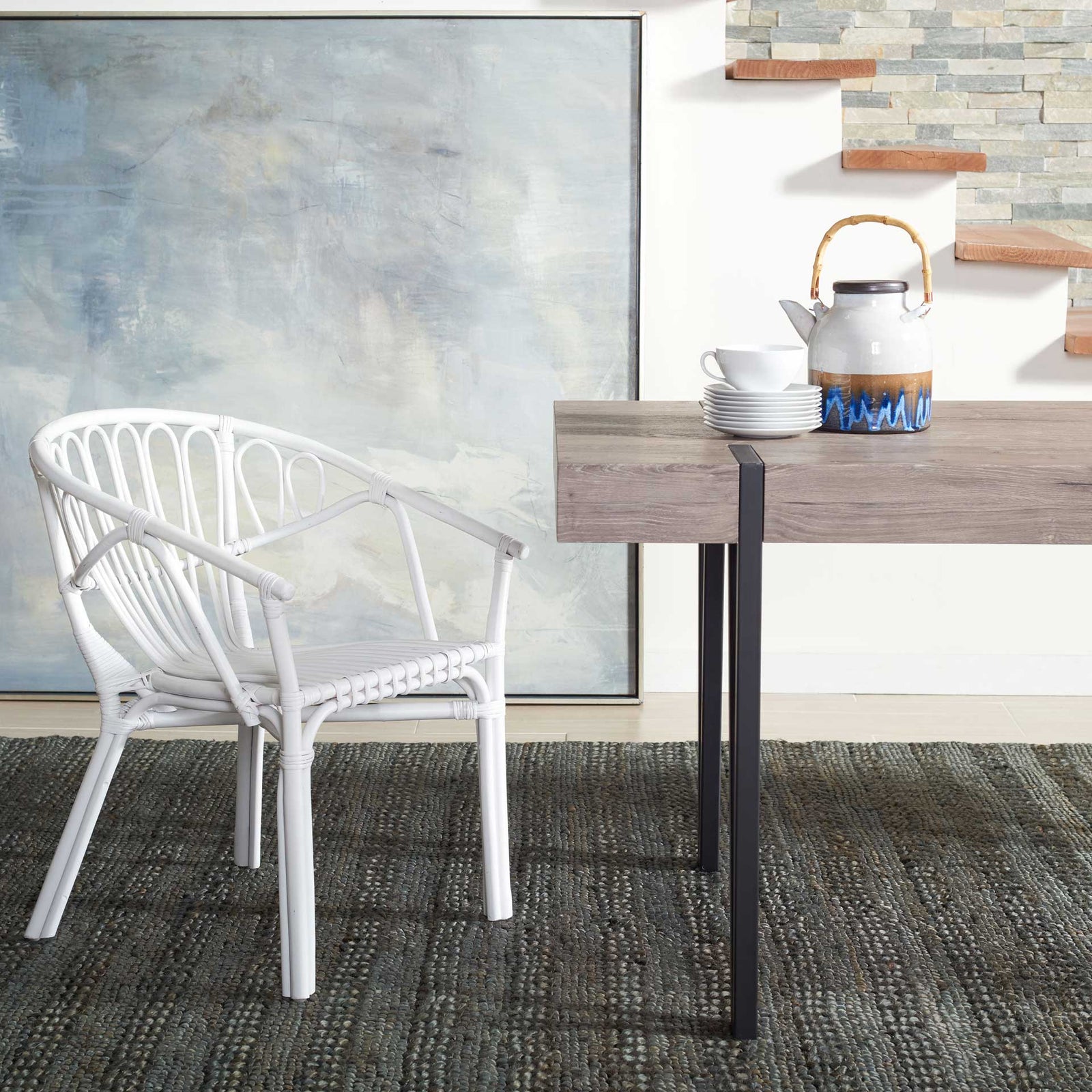 Spaced Rattan Dining Chair White