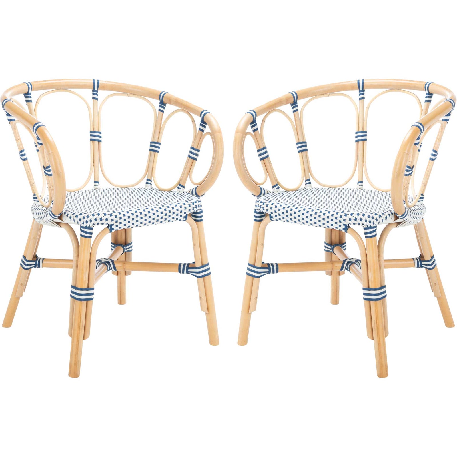 Kaleo Rattan Dining Chair Natural/White/Blue (Set of 2)