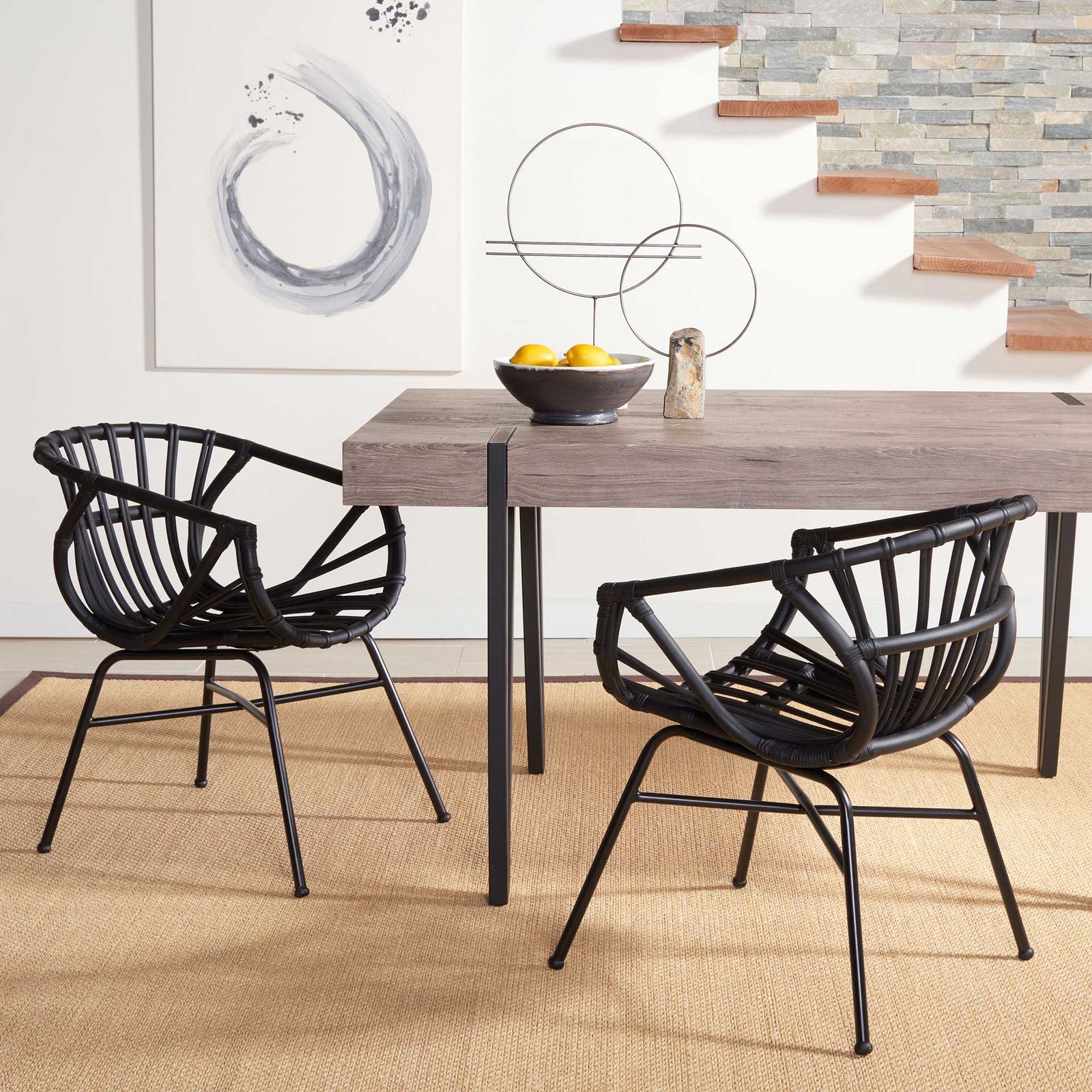 Ava Rattan Dining Chair Black (Set of 2)