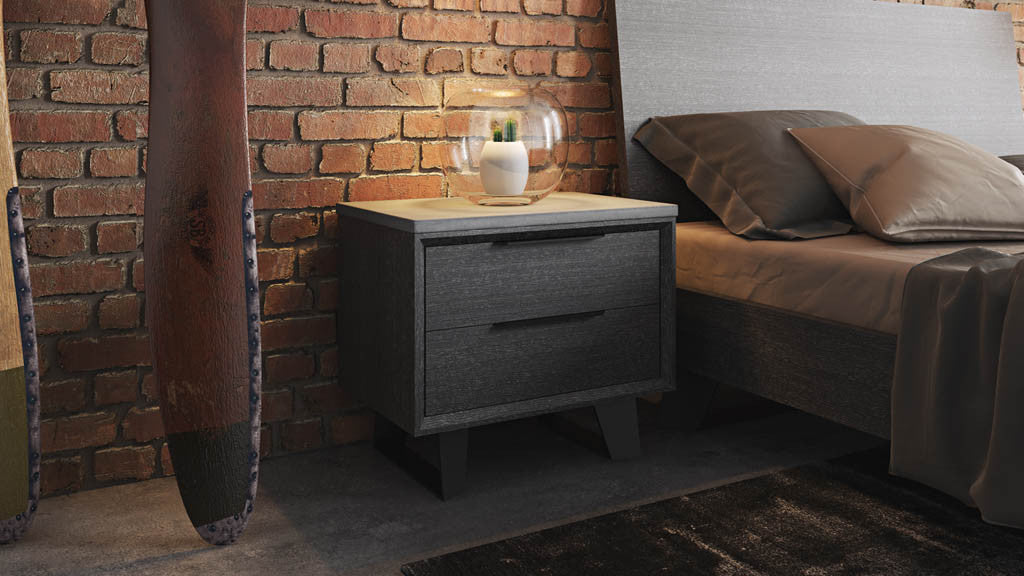 Amsterdam Nightstand Concrete/Gray Oak