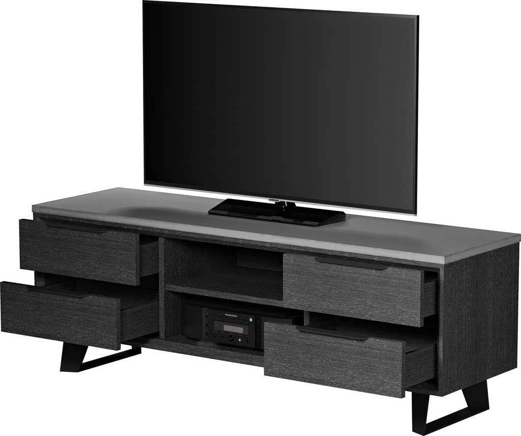 Amsterdam Media Cabinet Concrete/Gray Oak