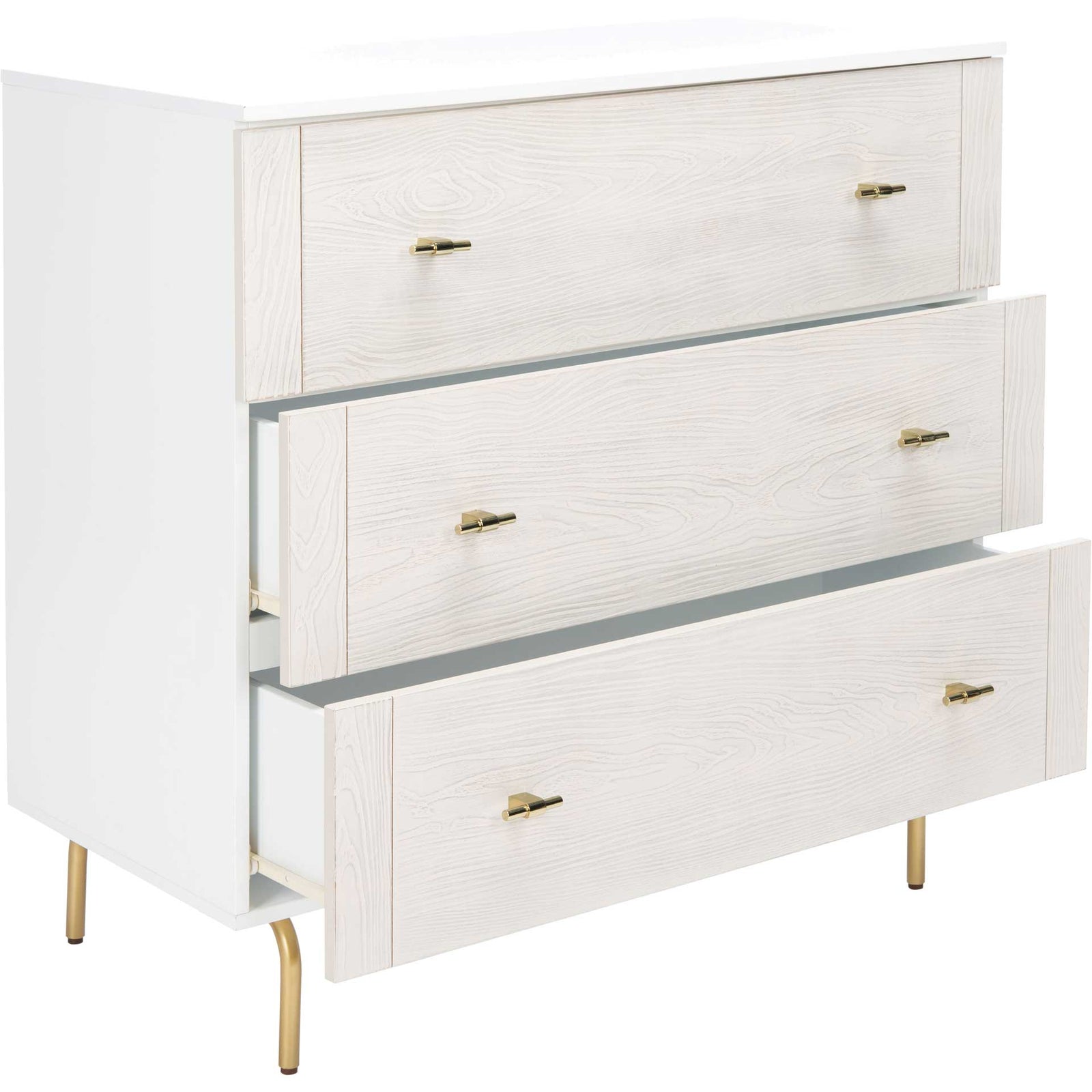 Gemma 3 Drawer Dresser White/White Washed