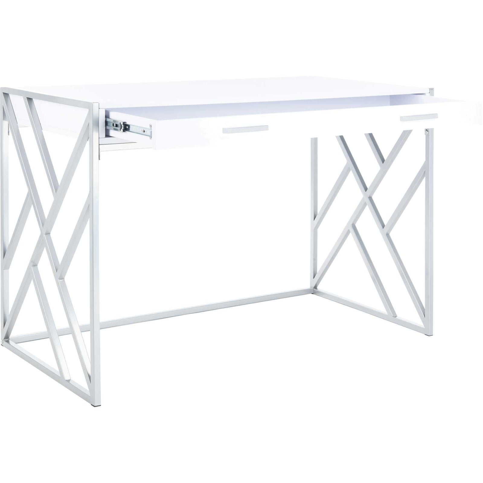 Elias 1 Drawer Desk White/Silver