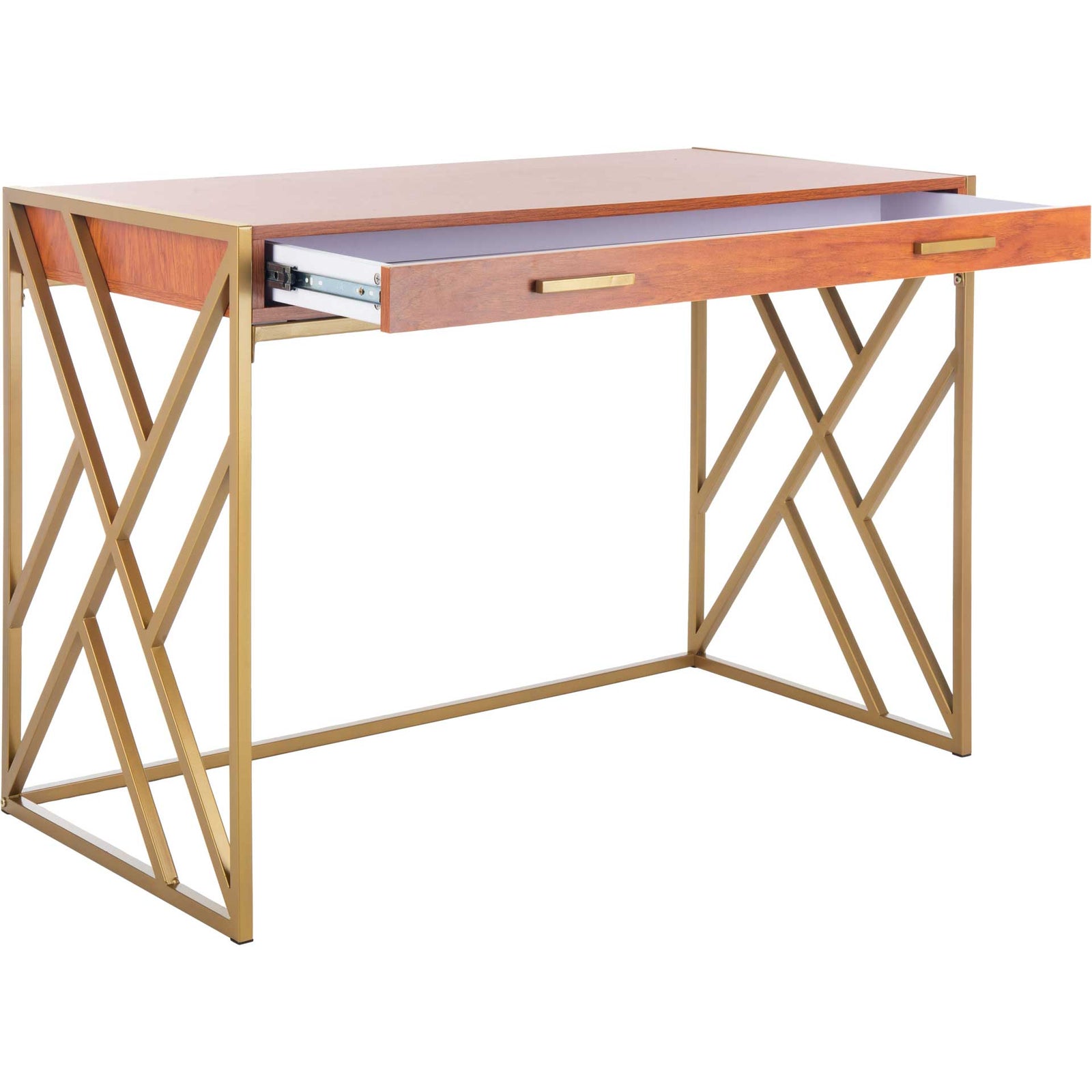 Elias 1 Drawer Desk Natural/Gold