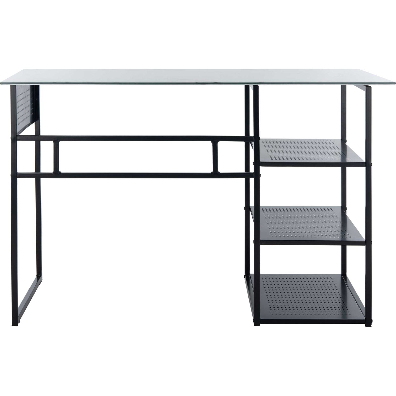 Xylia 3 Shelf Glass Top Desk White/Black